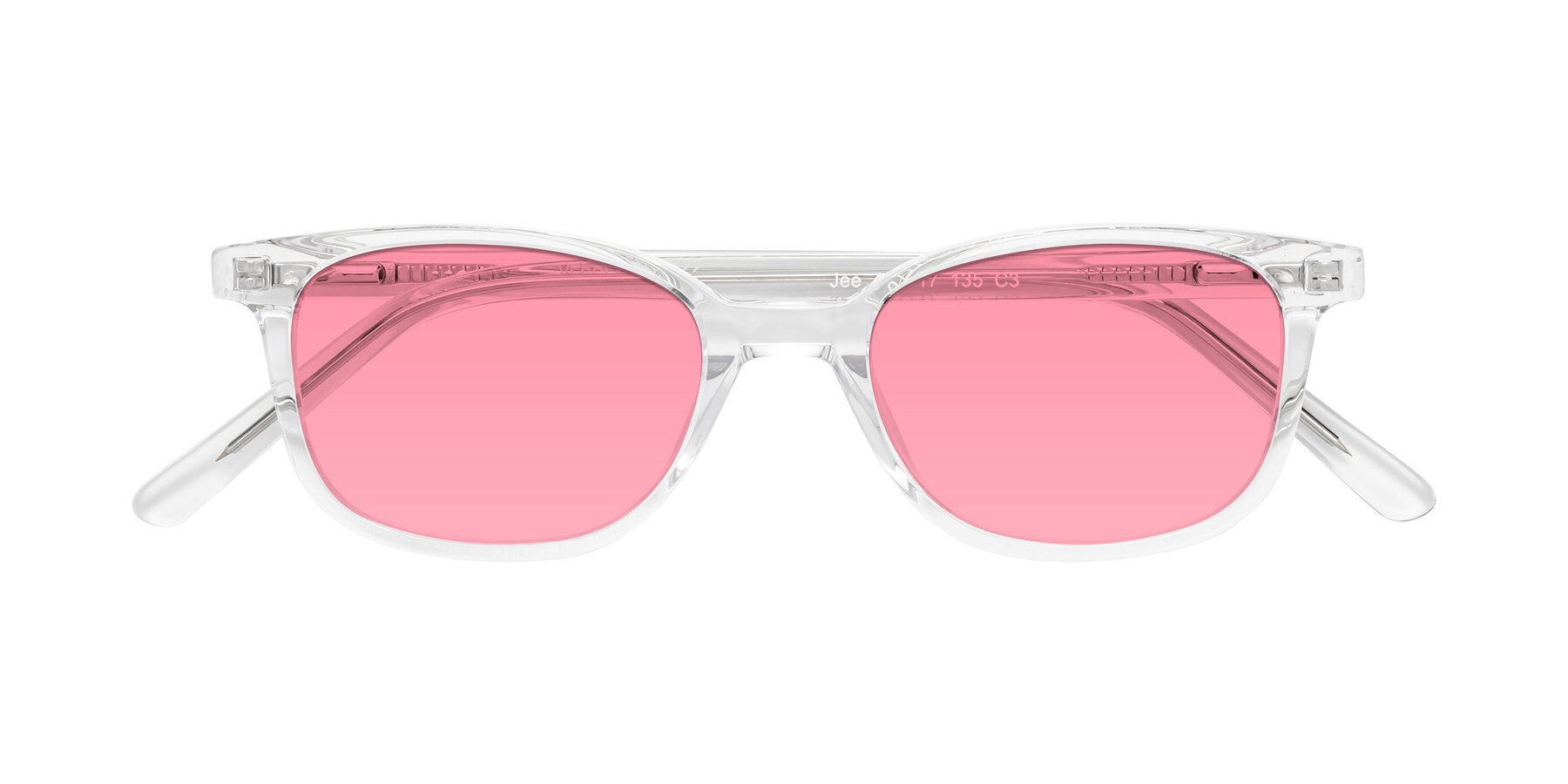 Folded Front of Jee in Clear with Pink Tinted Lenses