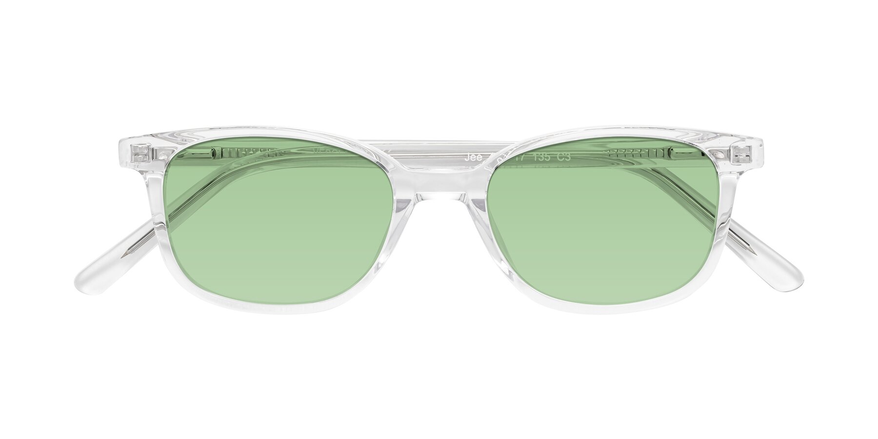 Folded Front of Jee in Clear with Medium Green Tinted Lenses