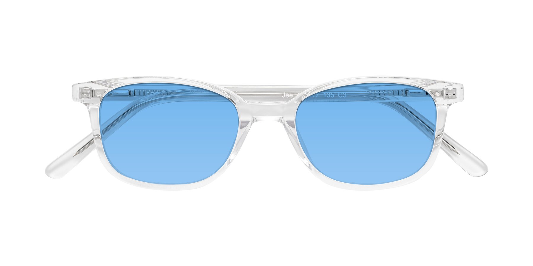 Folded Front of Jee in Clear with Medium Blue Tinted Lenses
