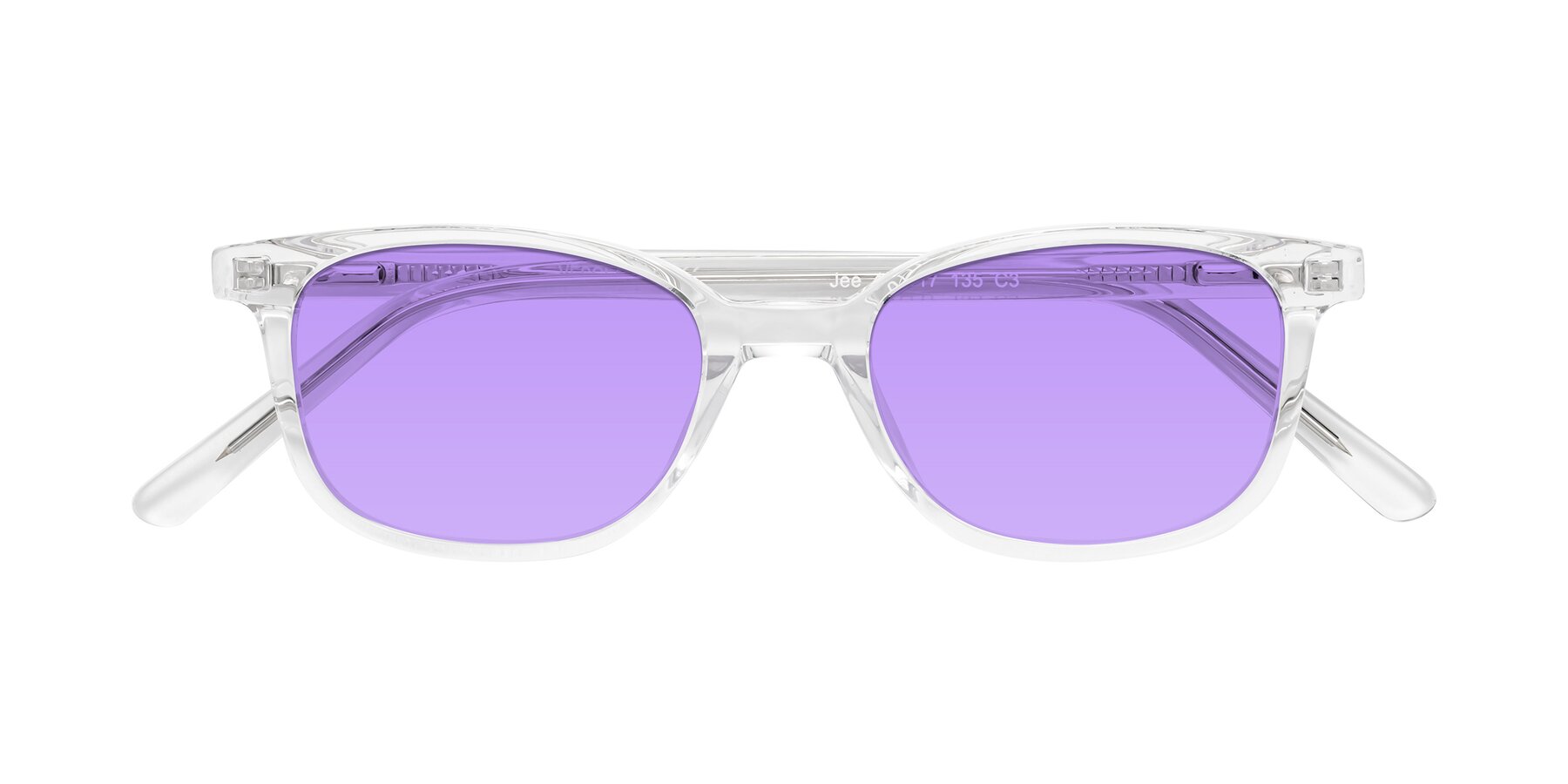 Folded Front of Jee in Clear with Medium Purple Tinted Lenses