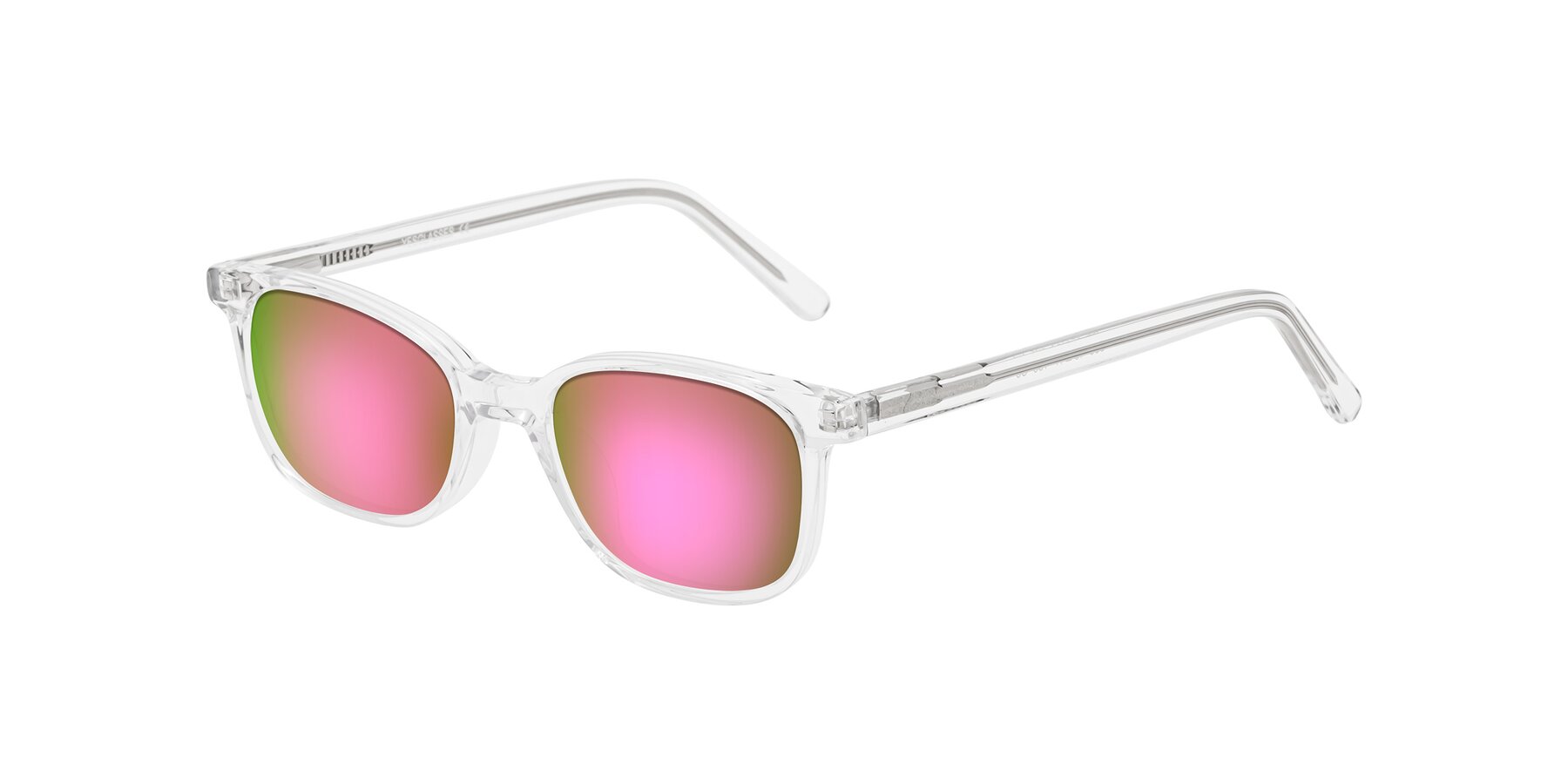 Angle of Jee in Clear with Pink Mirrored Lenses