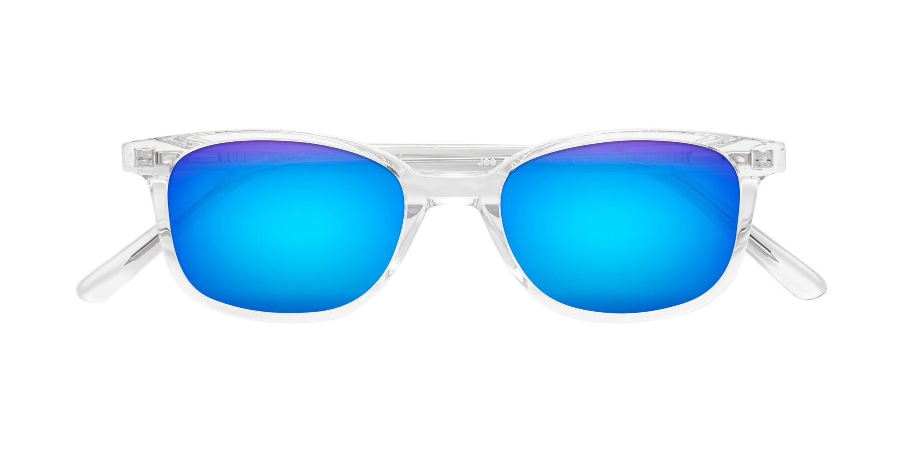 Folded Front of Jee in Clear with Blue Mirrored Lenses