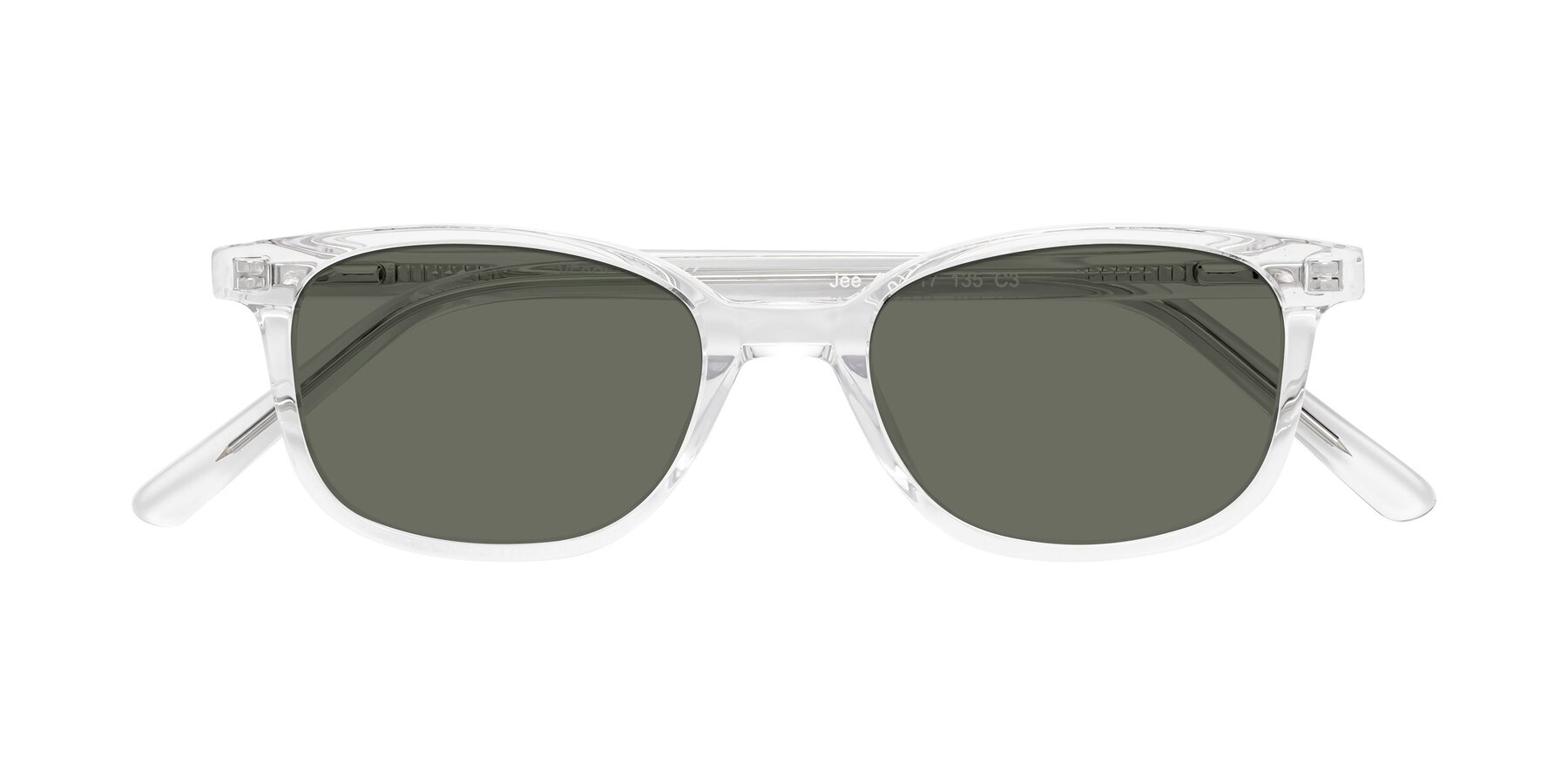 Folded Front of Jee in Clear with Gray Polarized Lenses