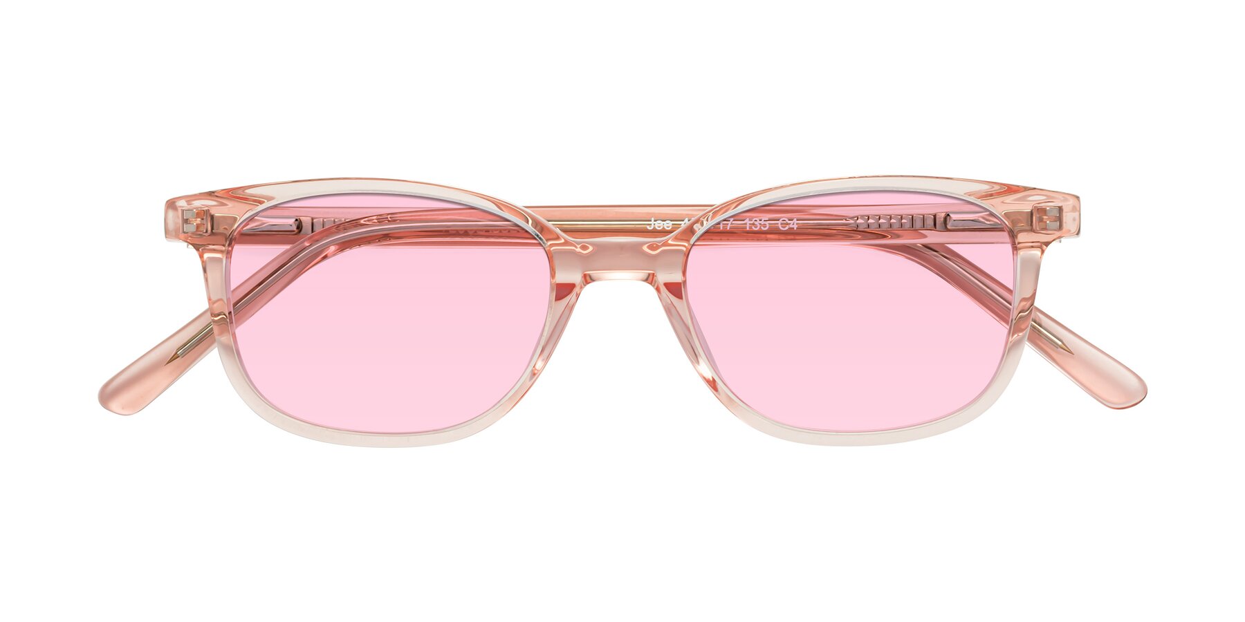 Folded Front of Jee in Transparent Pink with Light Pink Tinted Lenses