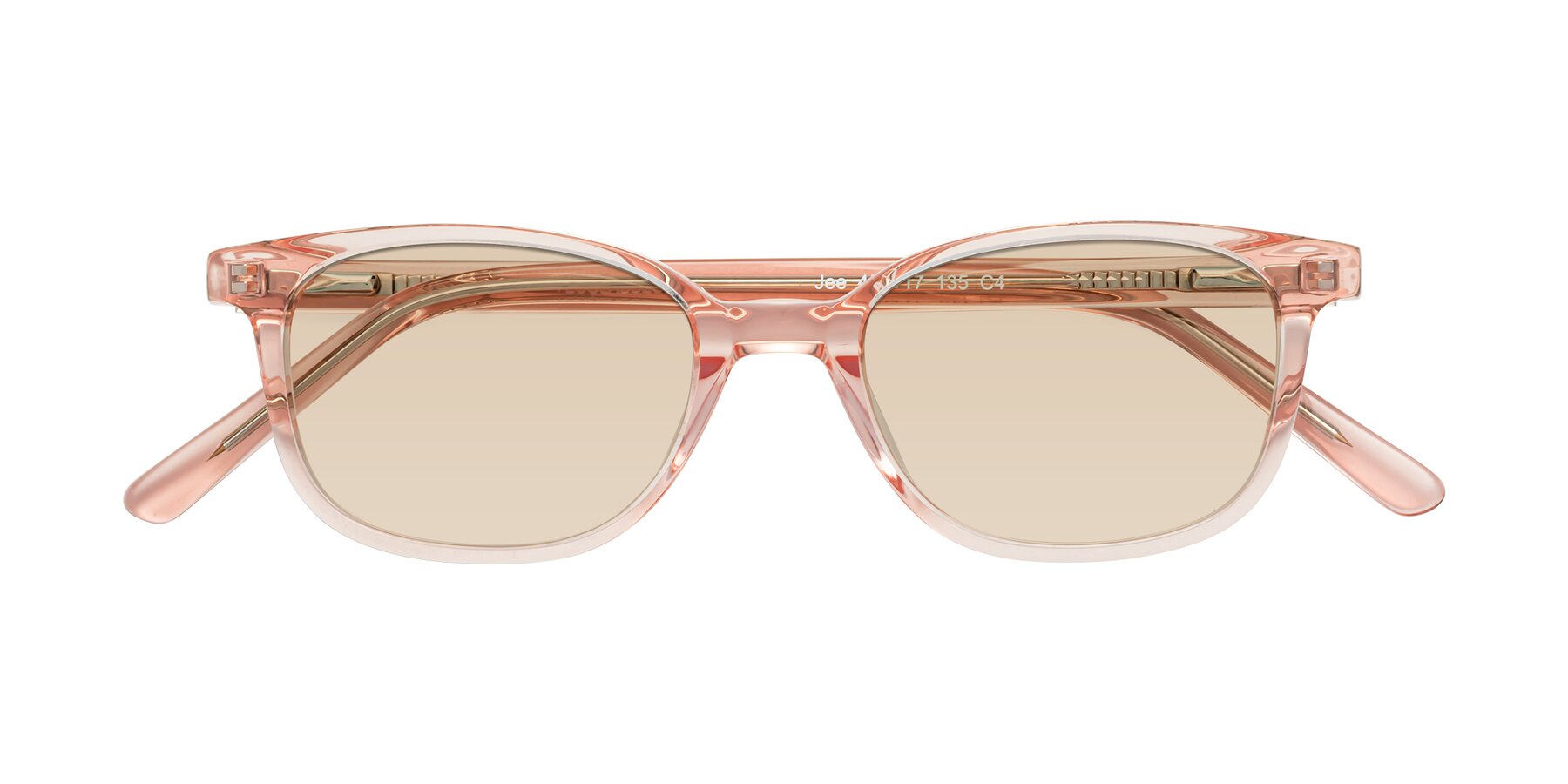 Folded Front of Jee in Transparent Pink with Light Brown Tinted Lenses