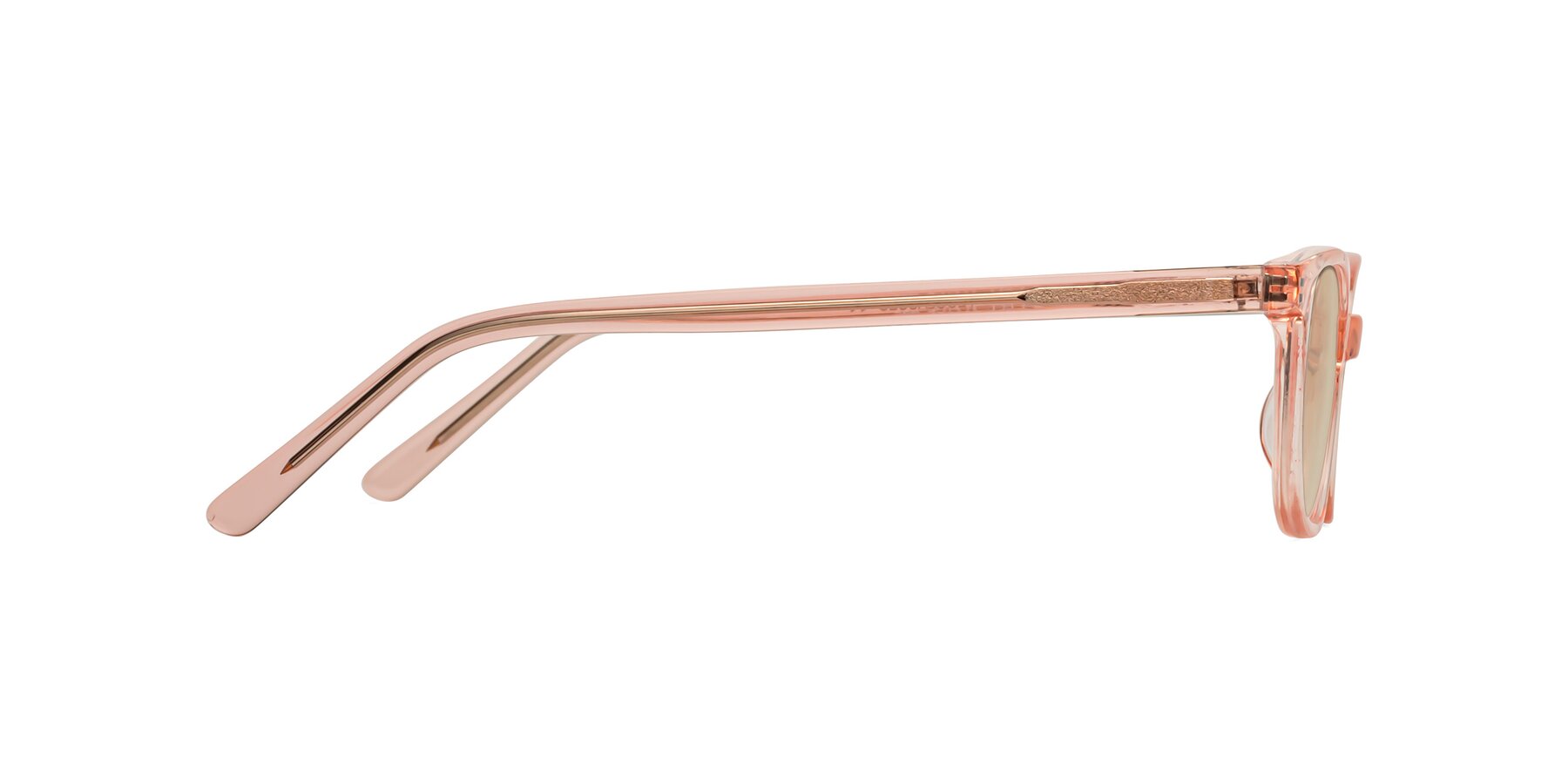 Side of Jee in Transparent Pink with Light Brown Tinted Lenses