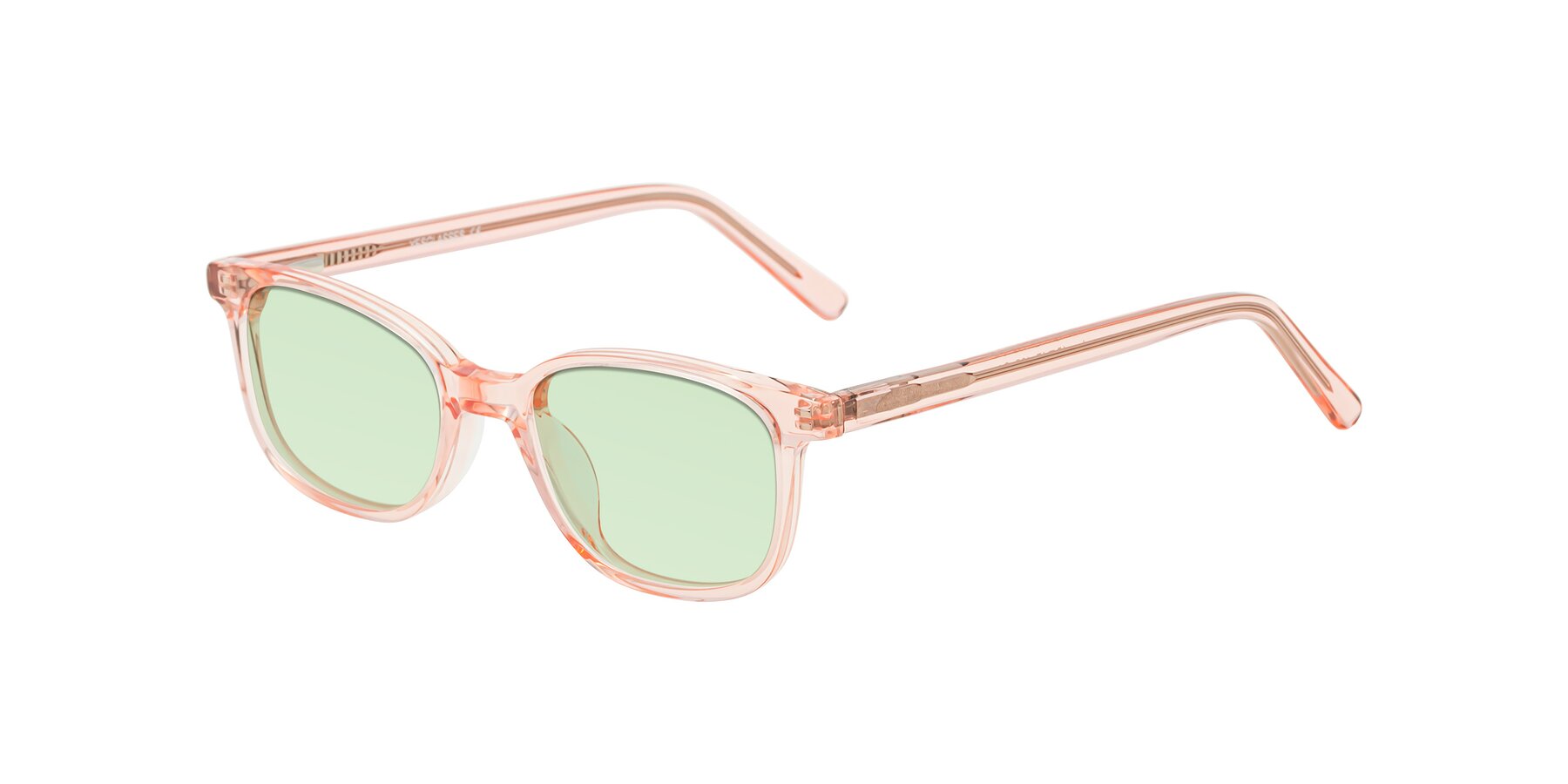 Angle of Jee in Transparent Pink with Light Green Tinted Lenses