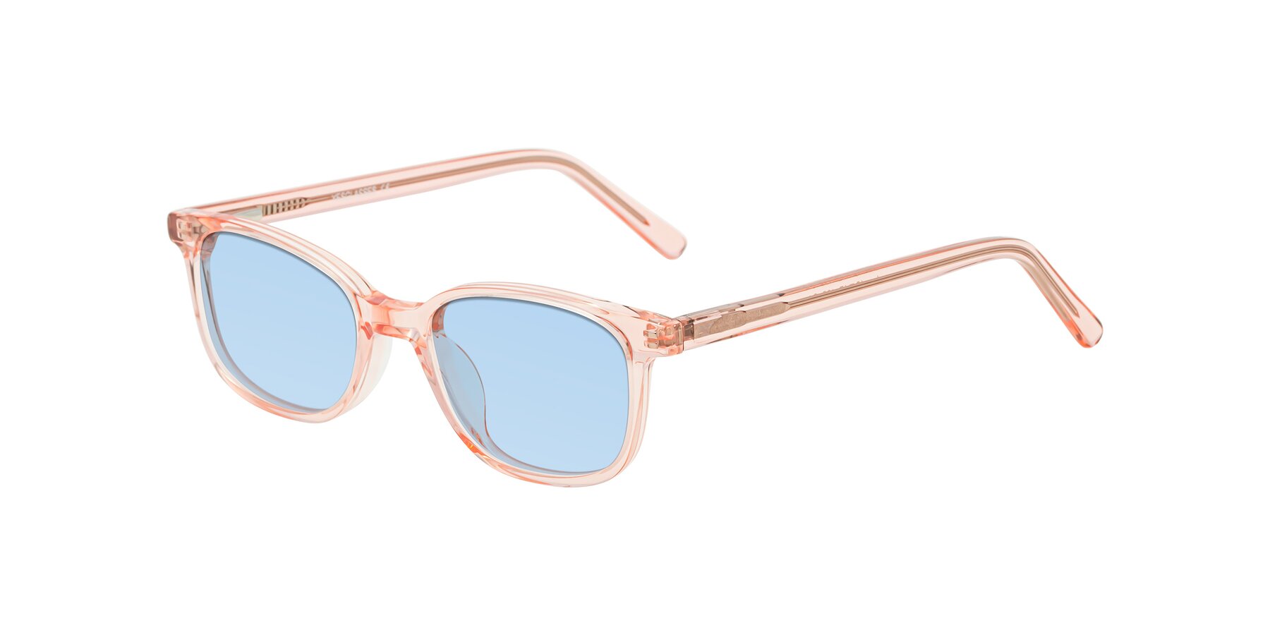 Angle of Jee in Transparent Pink with Light Blue Tinted Lenses