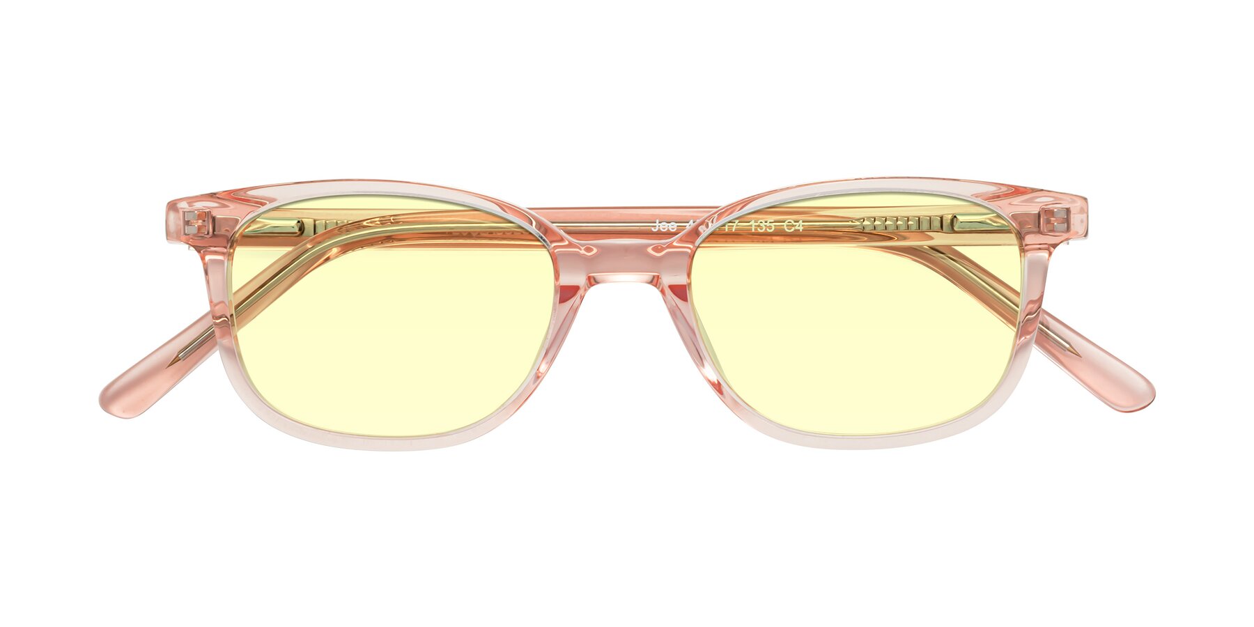 Folded Front of Jee in Transparent Pink with Light Yellow Tinted Lenses