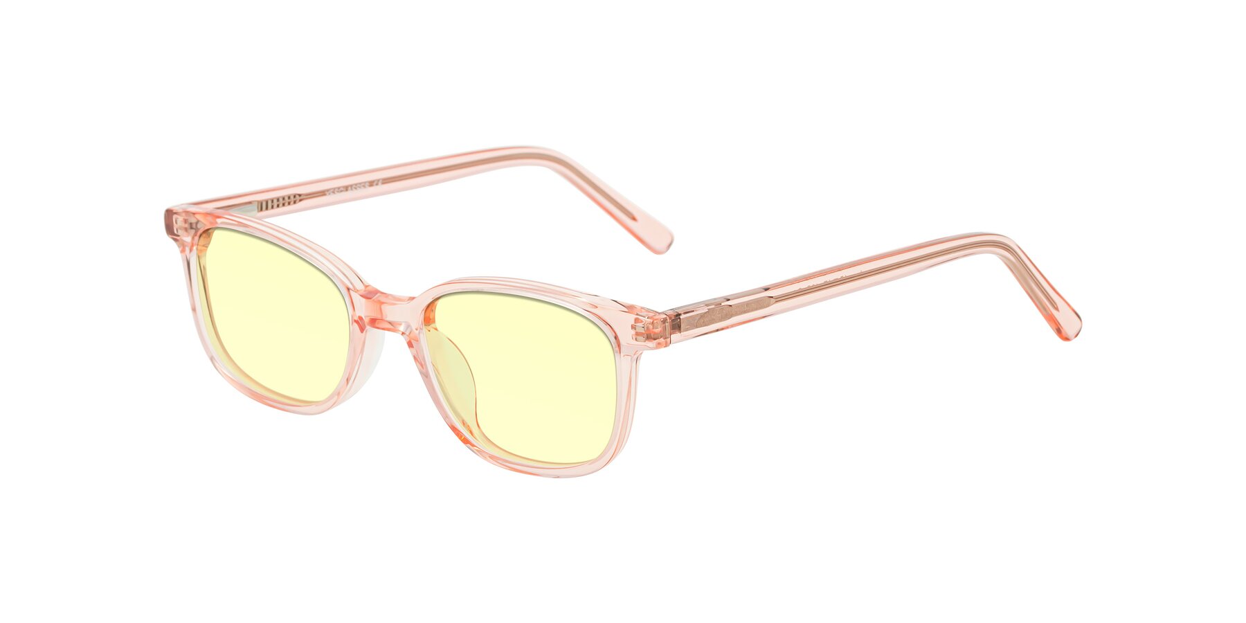Angle of Jee in Transparent Pink with Light Yellow Tinted Lenses