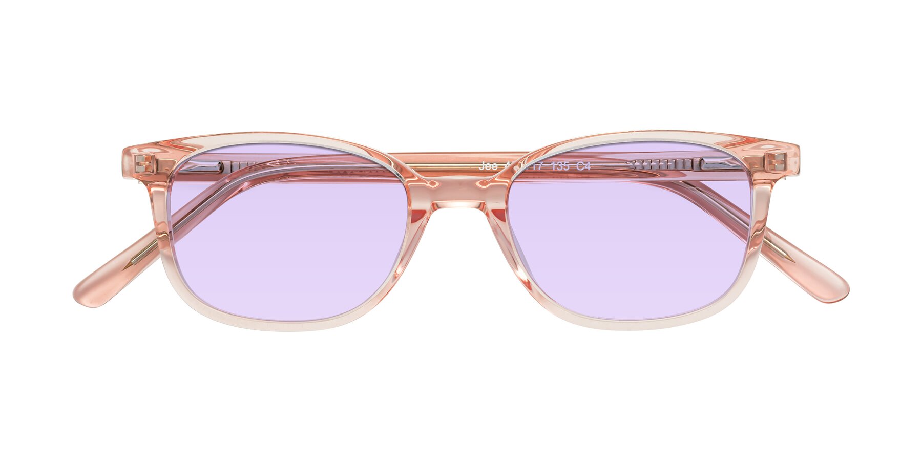 Folded Front of Jee in Transparent Pink with Light Purple Tinted Lenses