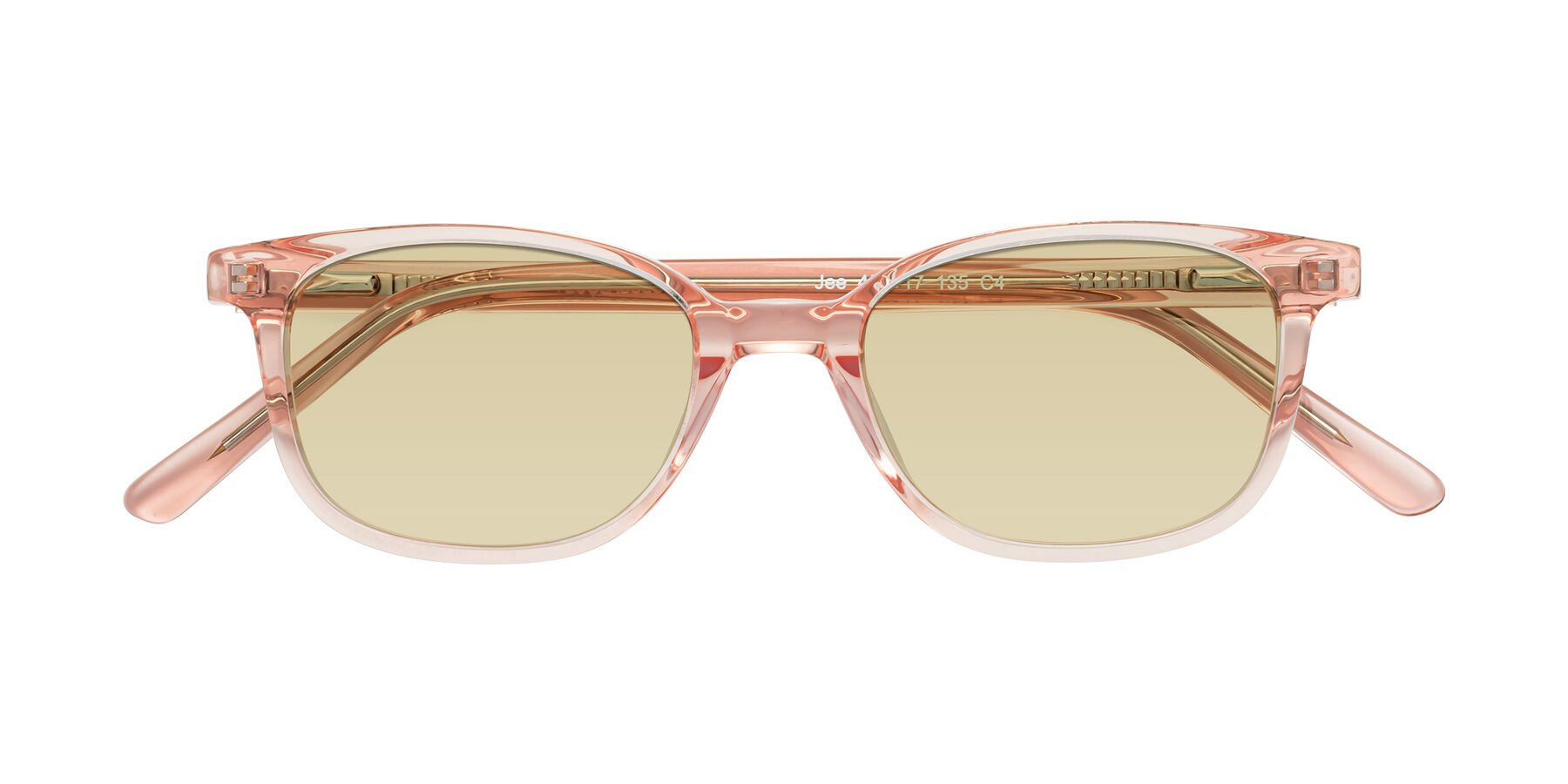 Folded Front of Jee in Transparent Pink with Light Champagne Tinted Lenses