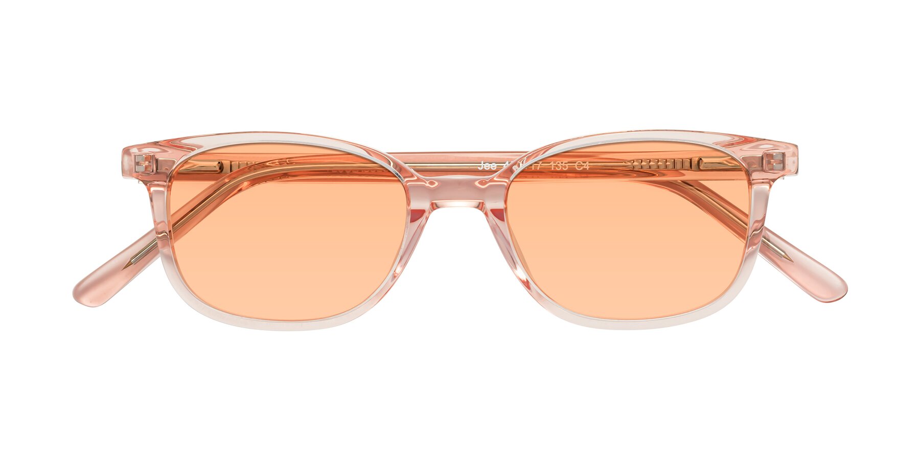Folded Front of Jee in Transparent Pink with Light Orange Tinted Lenses