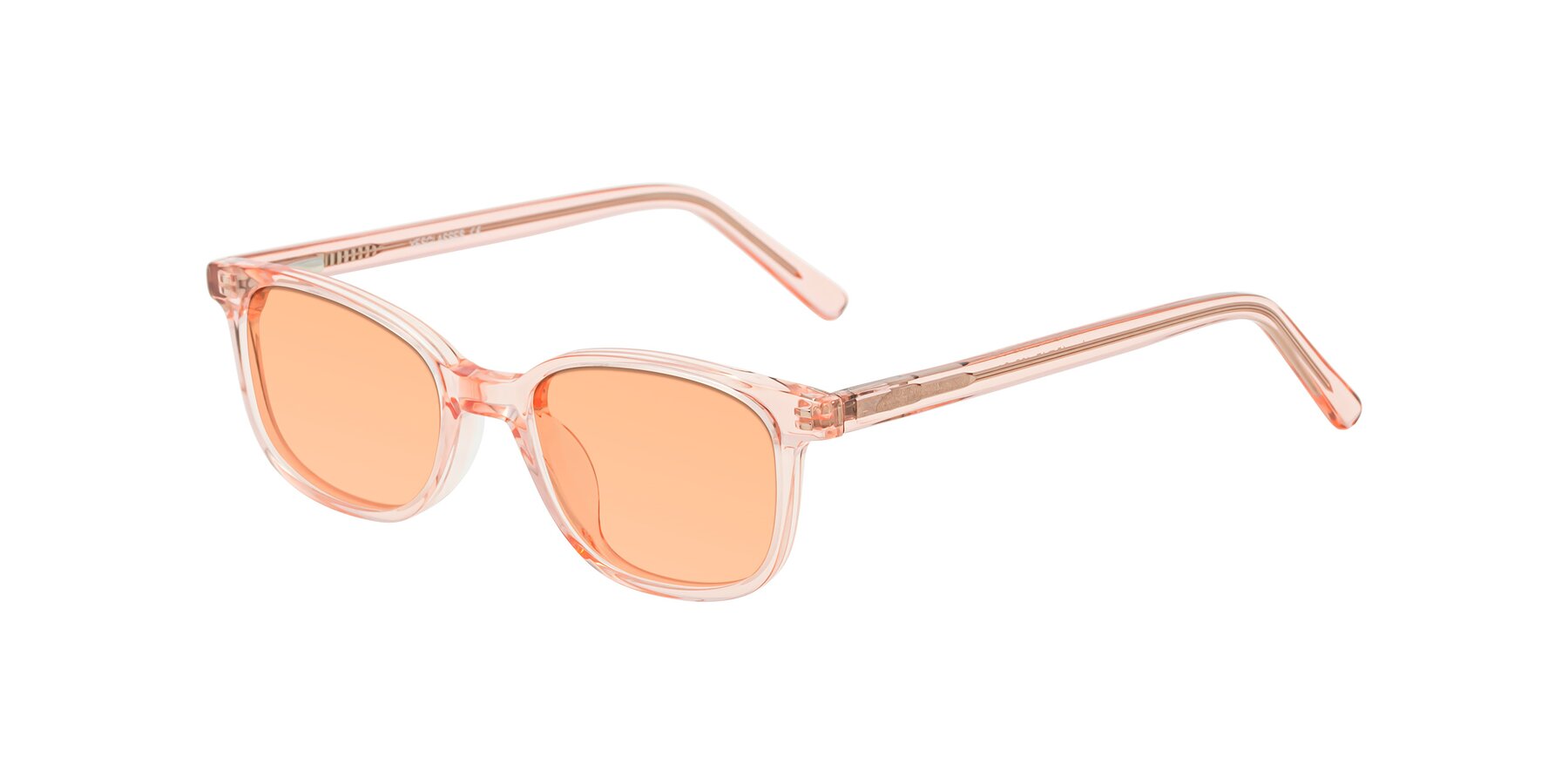 Angle of Jee in Transparent Pink with Light Orange Tinted Lenses