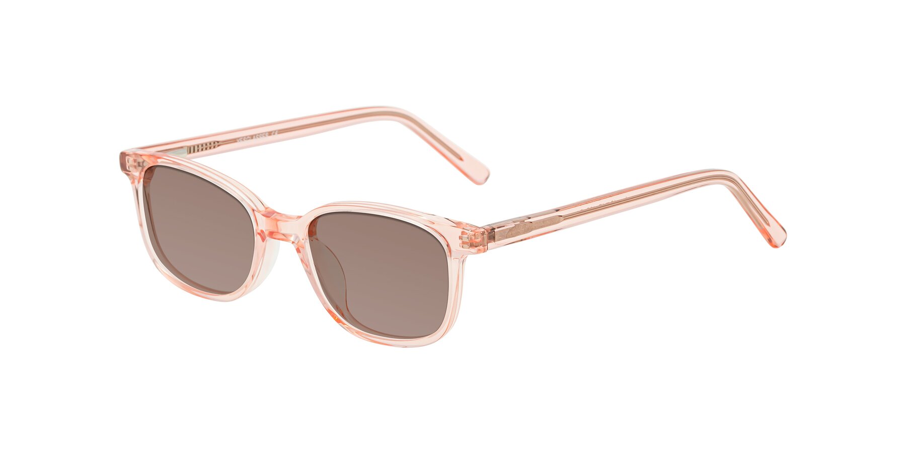 Angle of Jee in Transparent Pink with Medium Brown Tinted Lenses