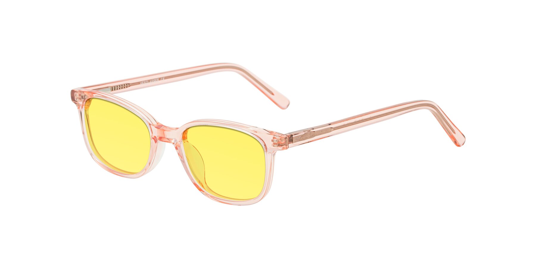 Angle of Jee in Transparent Pink with Medium Yellow Tinted Lenses