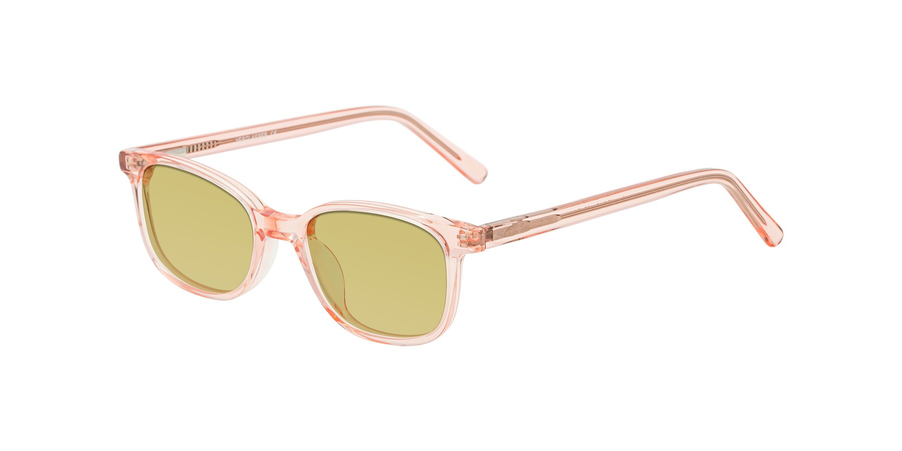 Angle of Jee in Transparent Pink with Medium Champagne Tinted Lenses