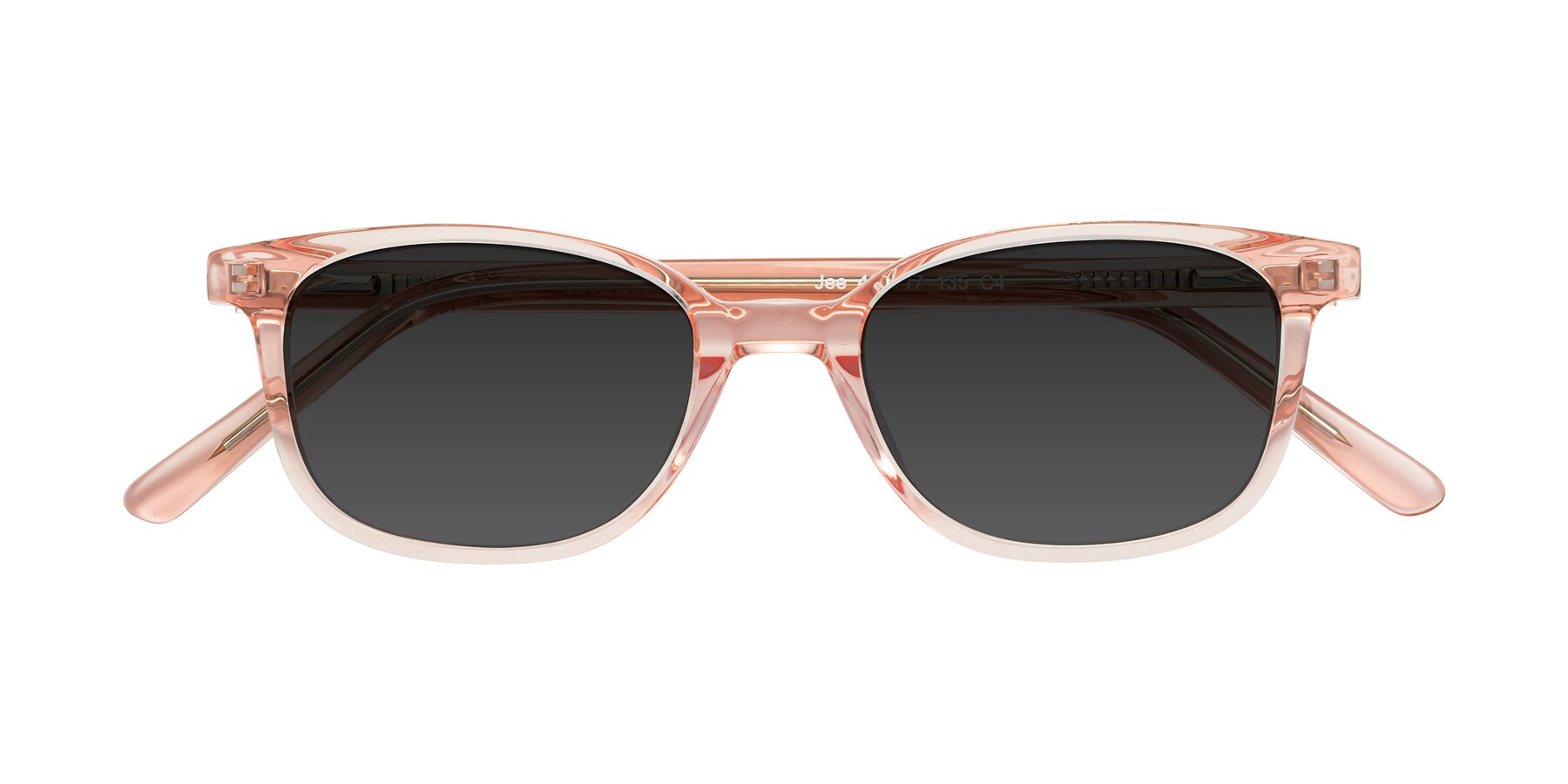 Folded Front of Jee in Transparent Pink with Gray Tinted Lenses