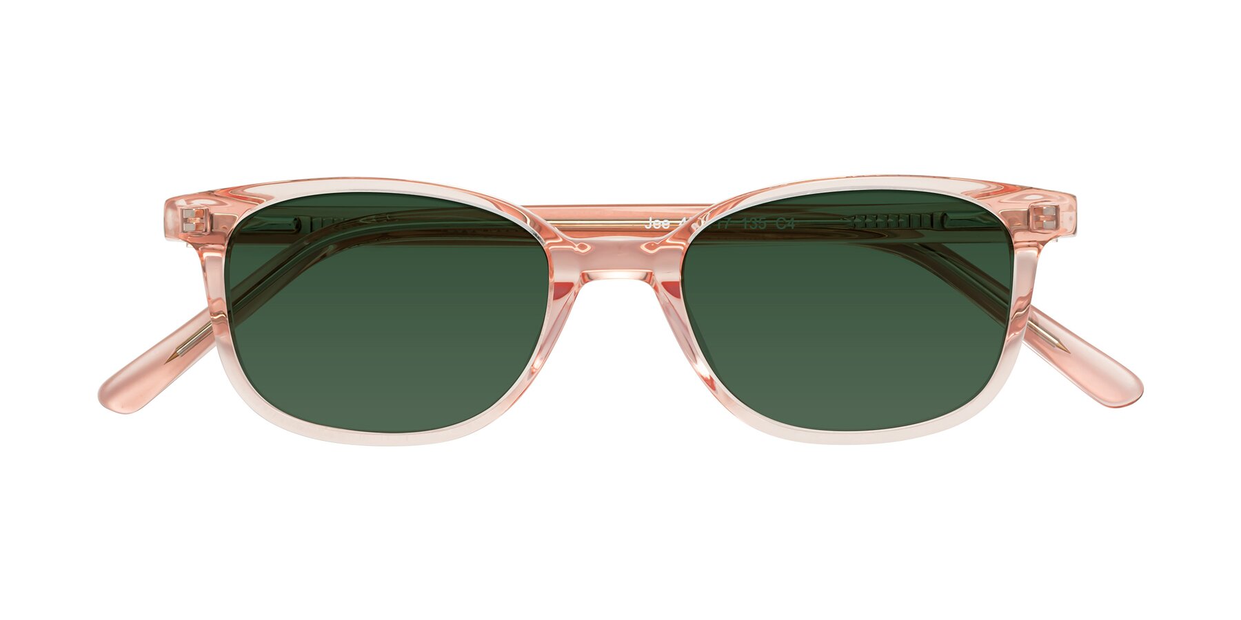 Folded Front of Jee in Transparent Pink with Green Tinted Lenses