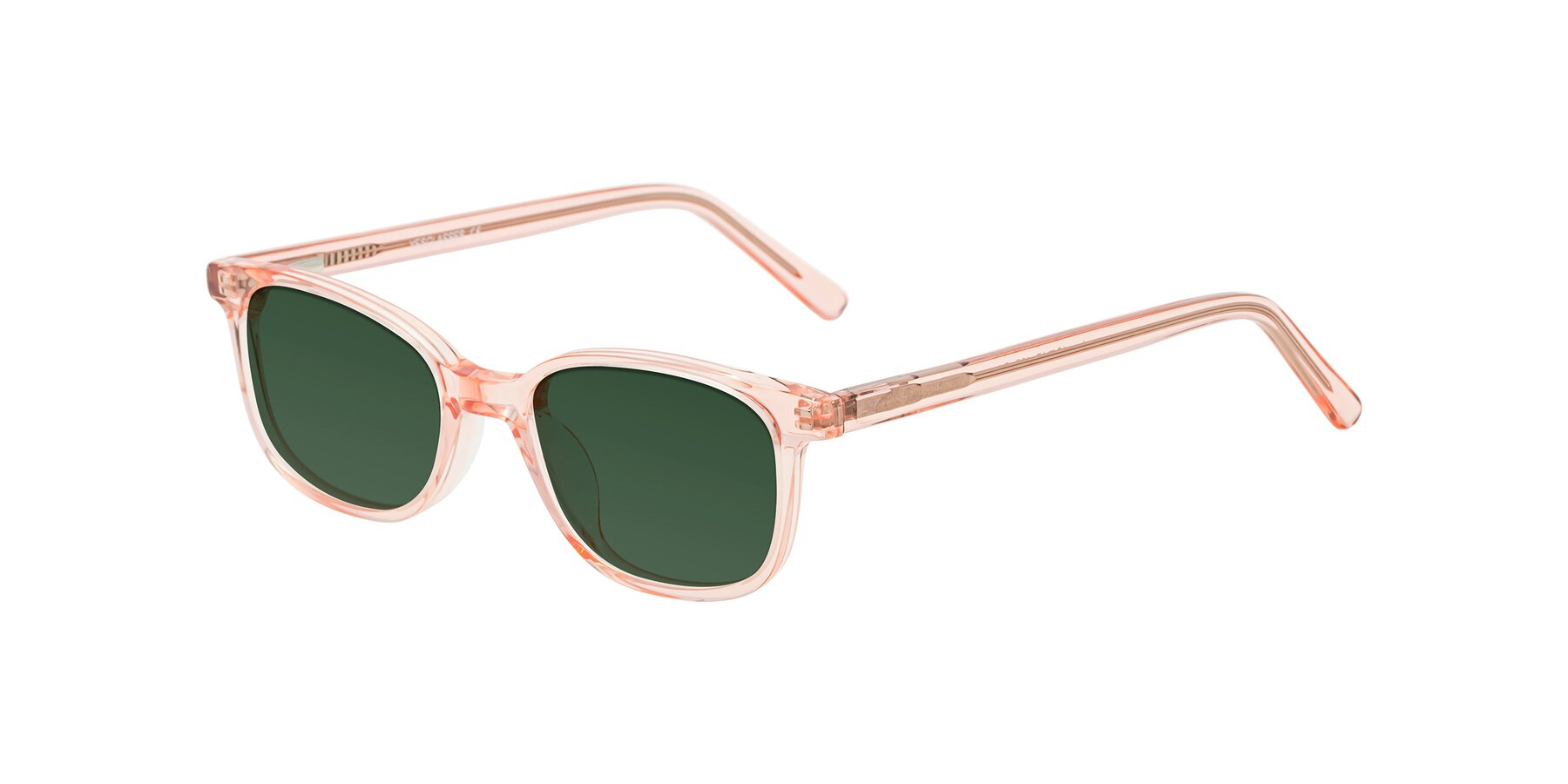 Angle of Jee in Transparent Pink with Green Tinted Lenses