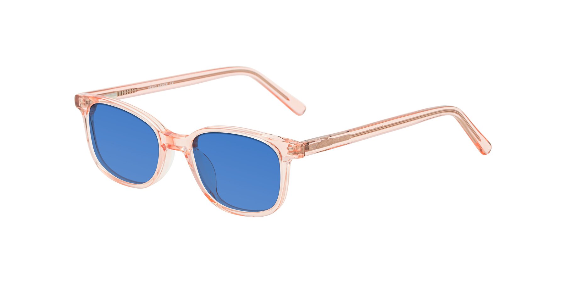 Angle of Jee in Transparent Pink with Blue Tinted Lenses