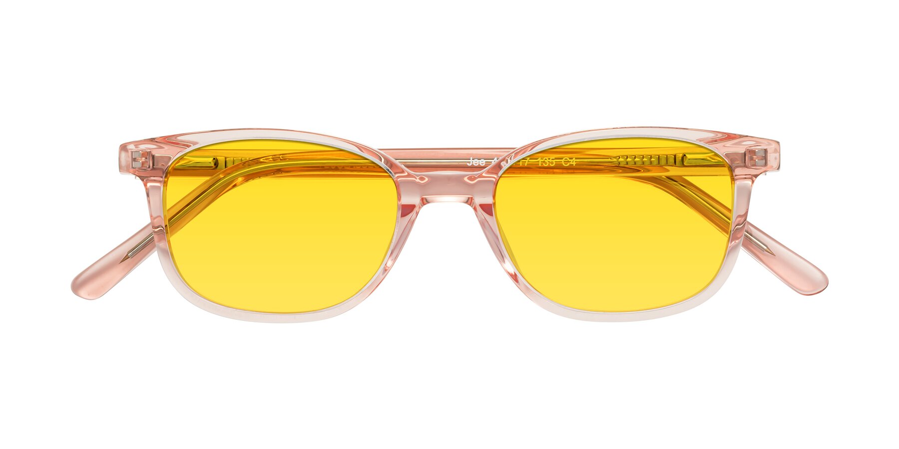 Folded Front of Jee in Transparent Pink with Yellow Tinted Lenses