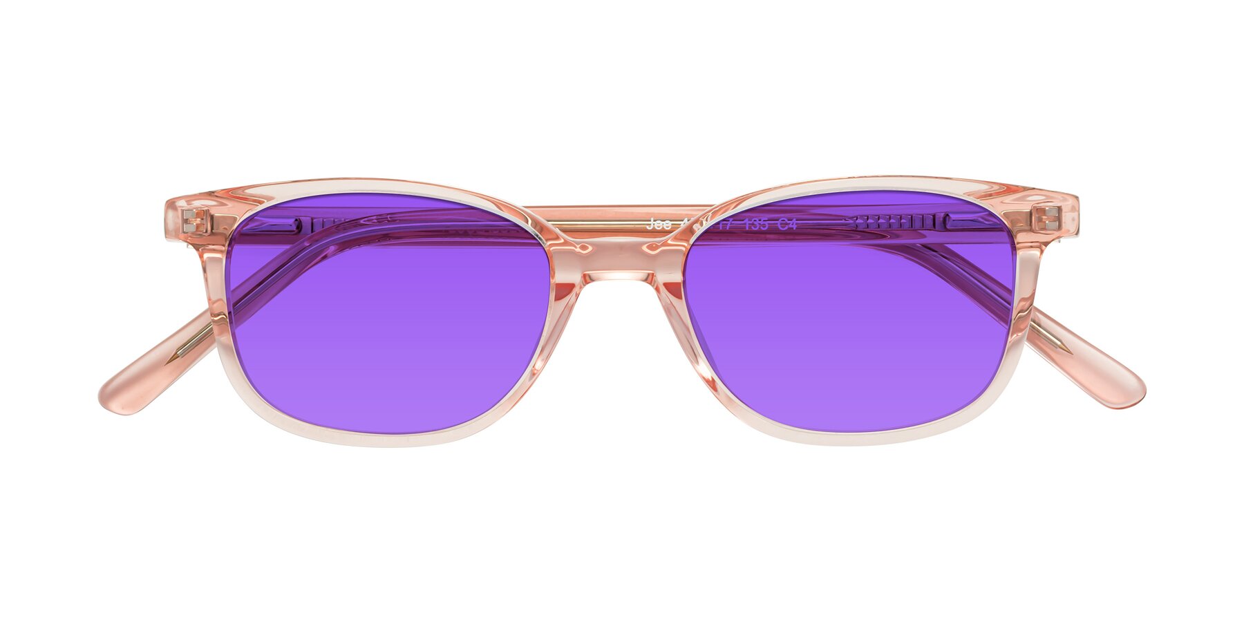 Folded Front of Jee in Transparent Pink with Purple Tinted Lenses