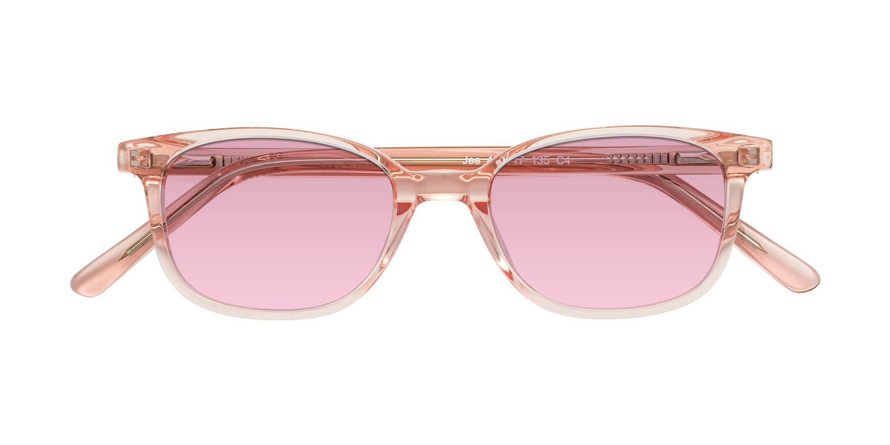 Folded Front of Jee in Transparent Pink with Light Wine Tinted Lenses