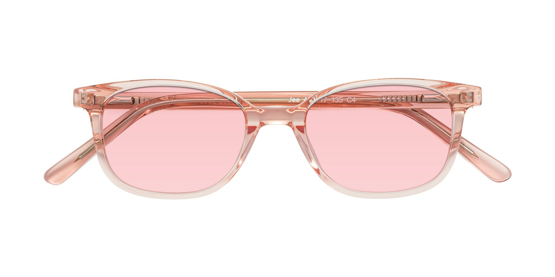 Folded Front of Jee in Transparent Pink with Light Garnet Tinted Lenses