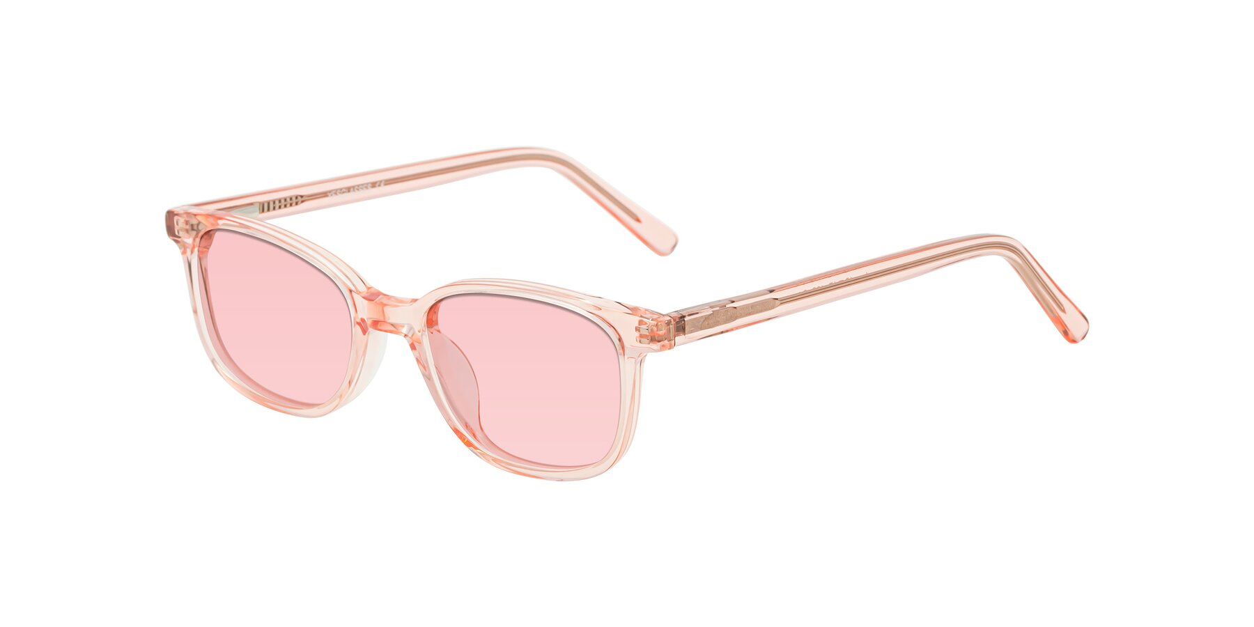 Angle of Jee in Transparent Pink with Light Garnet Tinted Lenses