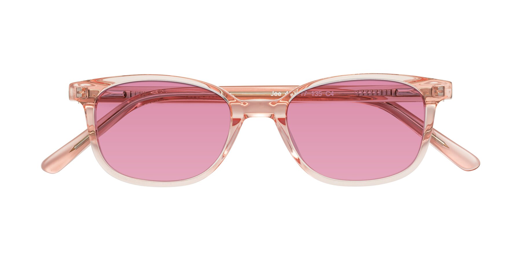 Folded Front of Jee in Transparent Pink with Medium Wine Tinted Lenses