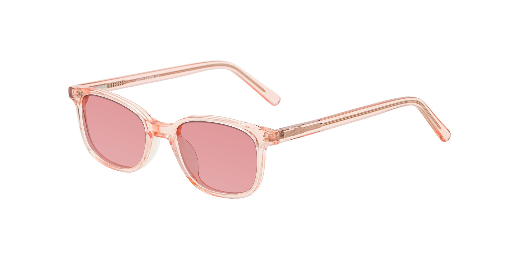 Angle of Jee in Transparent Pink with Medium Garnet Tinted Lenses