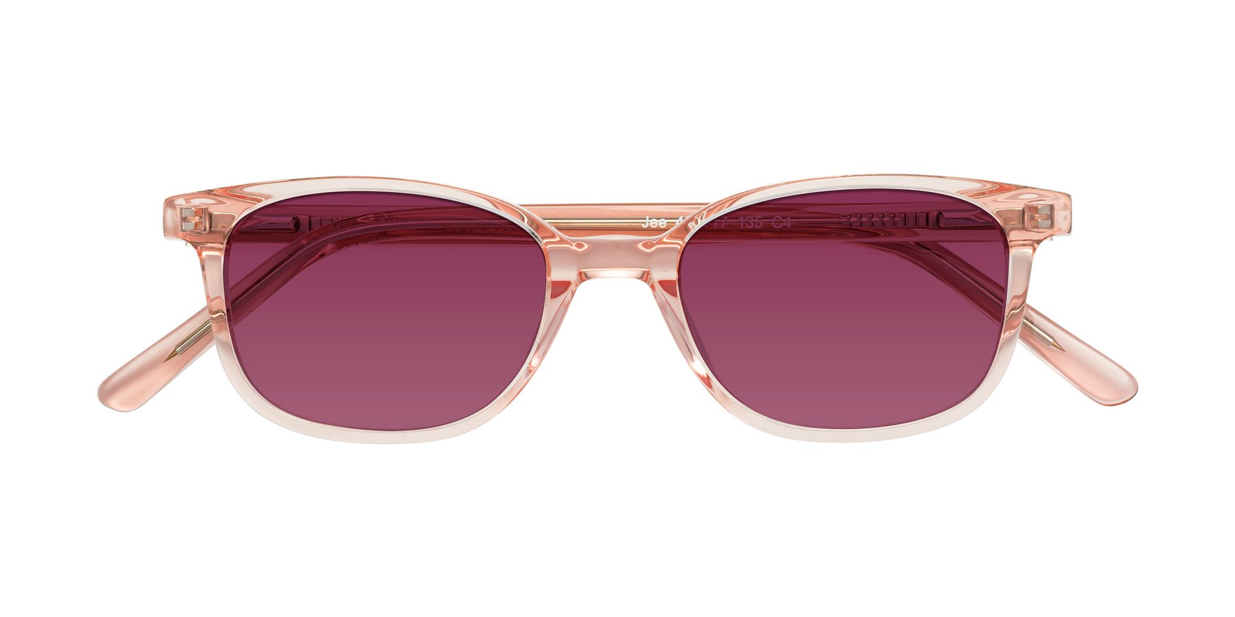 Folded Front of Jee in Transparent Pink with Wine Tinted Lenses