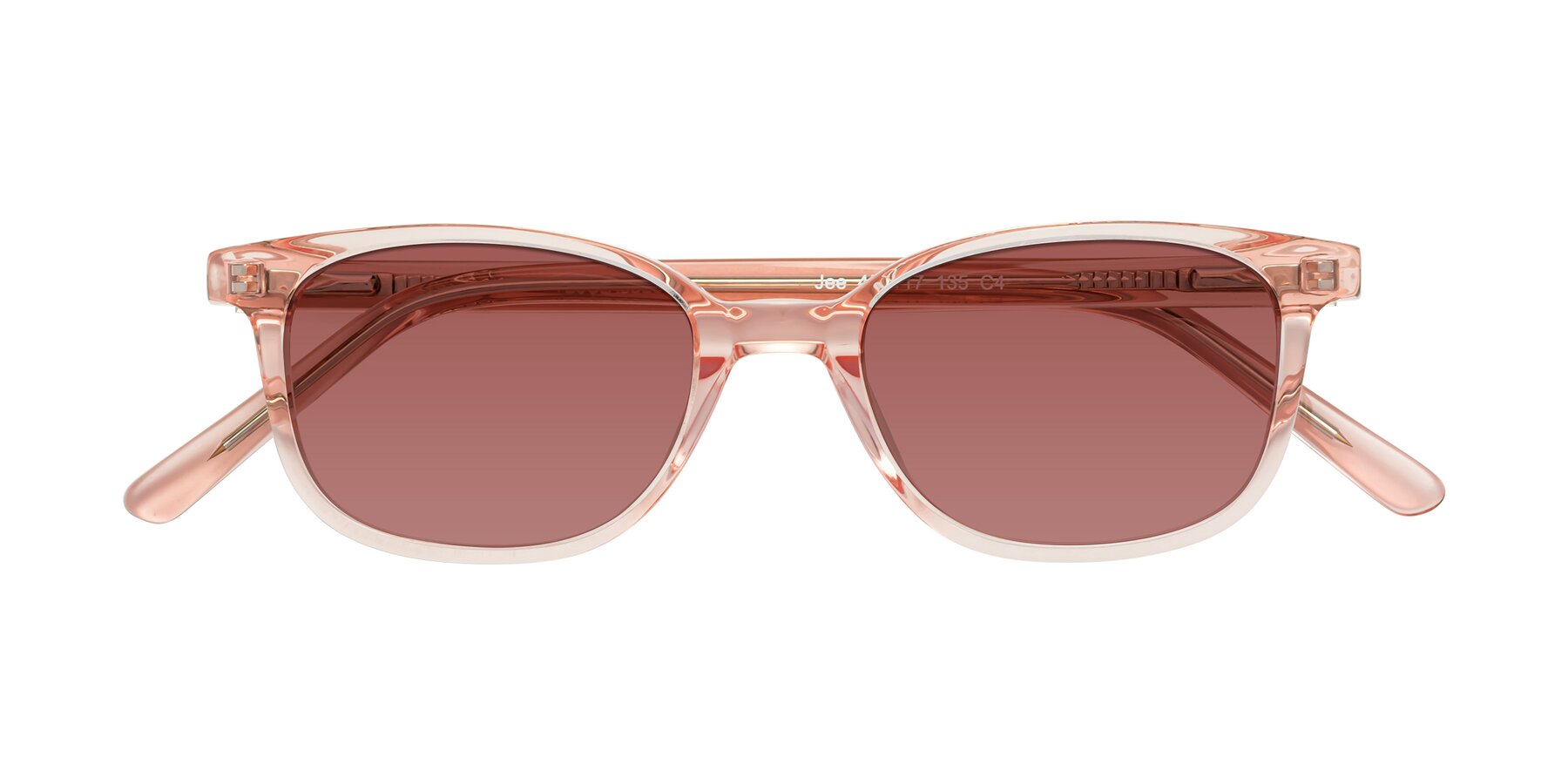 Folded Front of Jee in Transparent Pink with Garnet Tinted Lenses