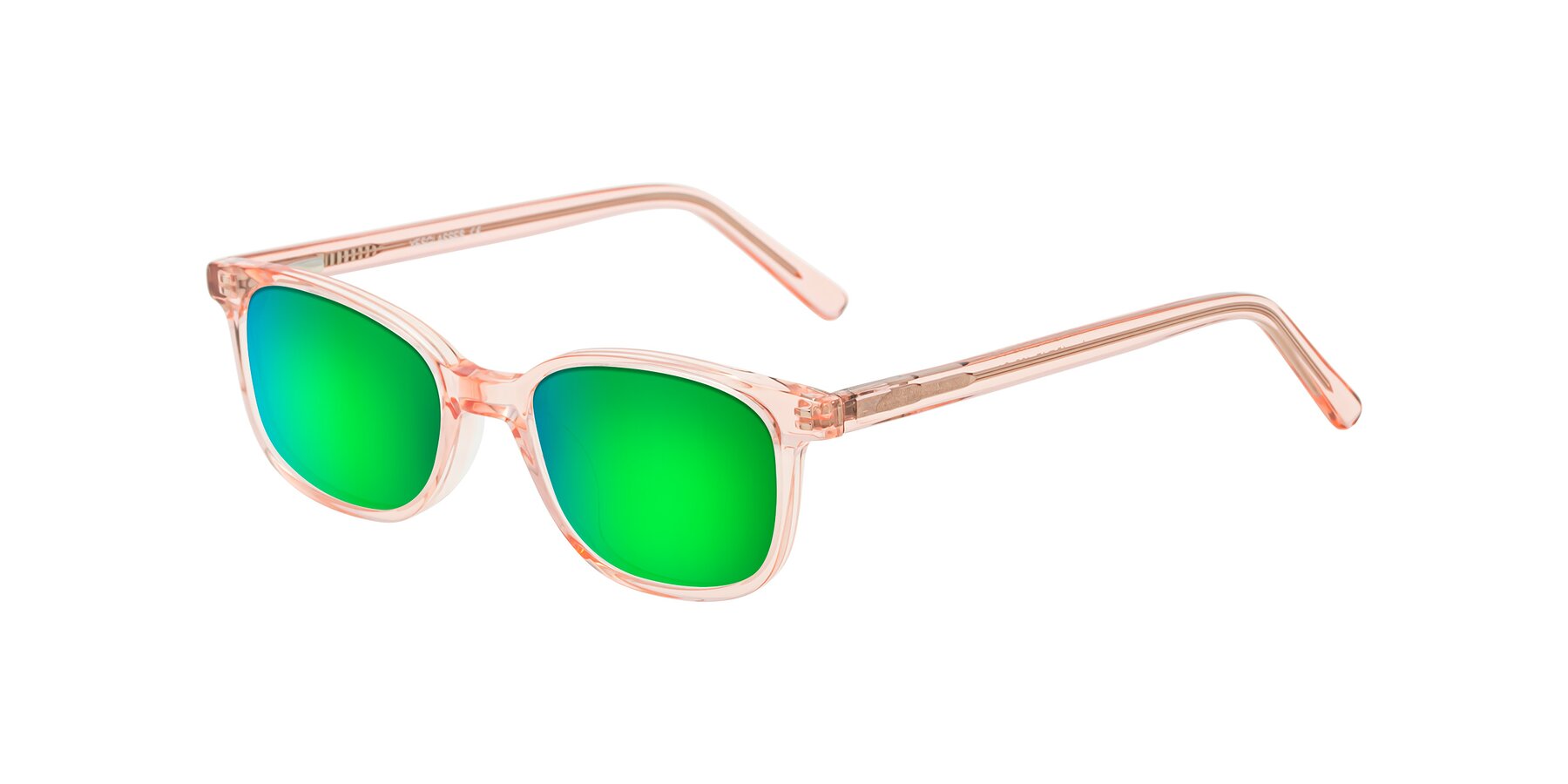 Angle of Jee in Transparent Pink with Green Mirrored Lenses