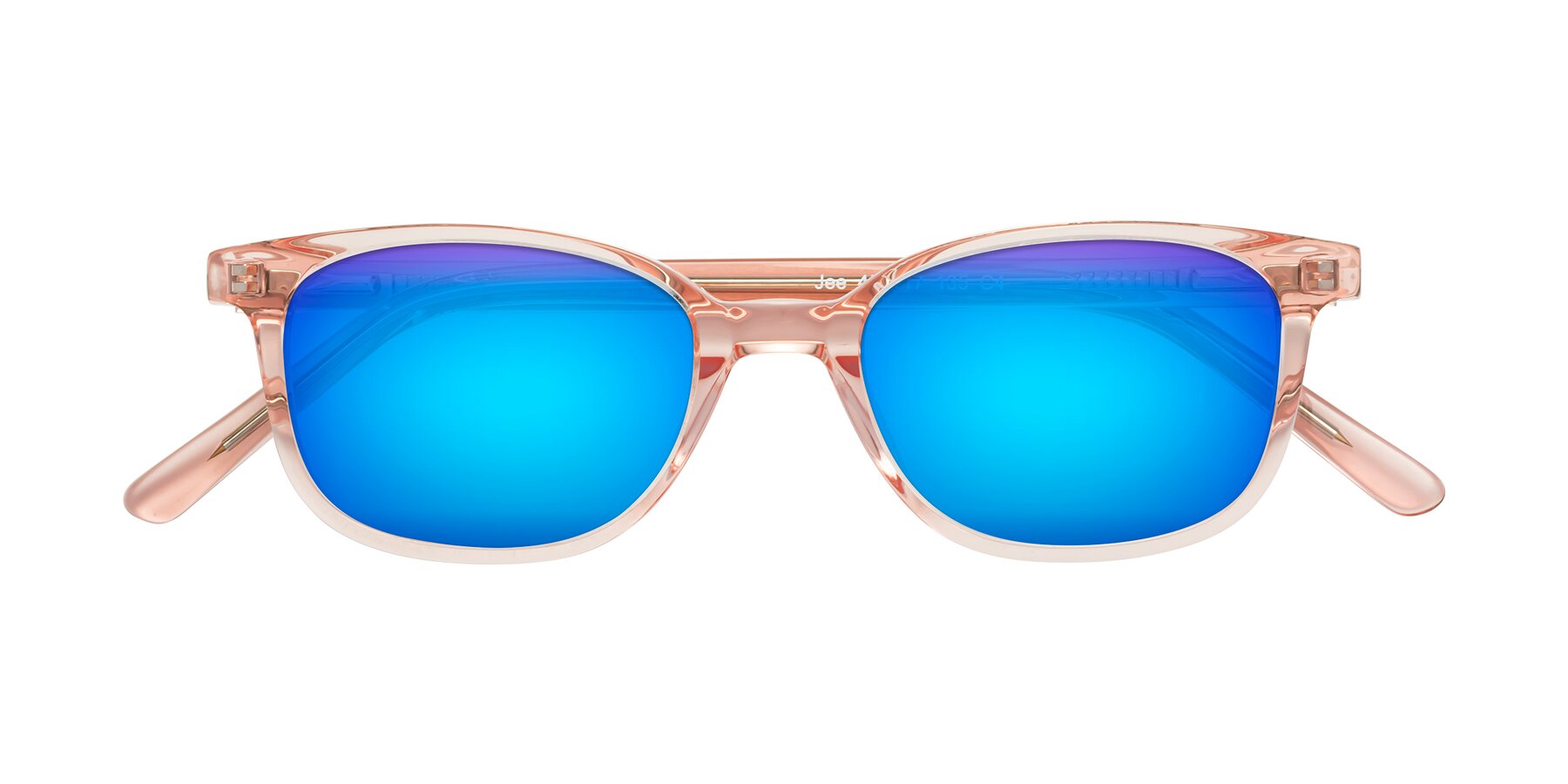 Folded Front of Jee in Transparent Pink with Blue Mirrored Lenses