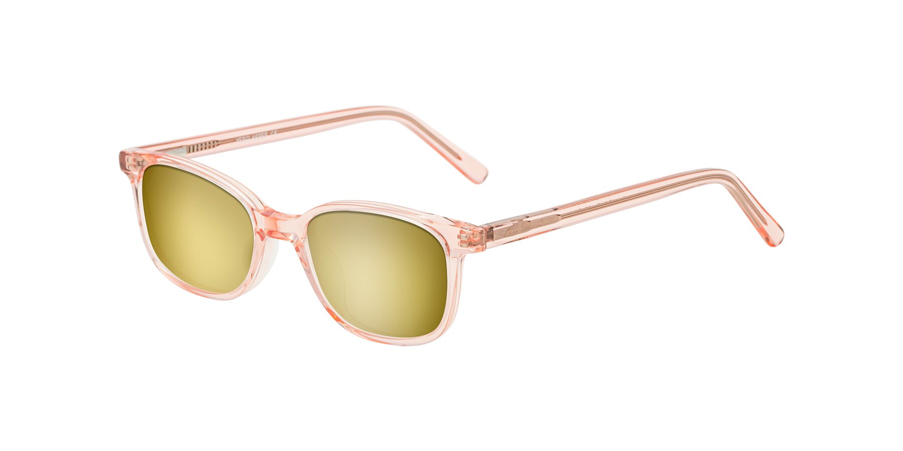Angle of Jee in Transparent Pink with Gold Mirrored Lenses