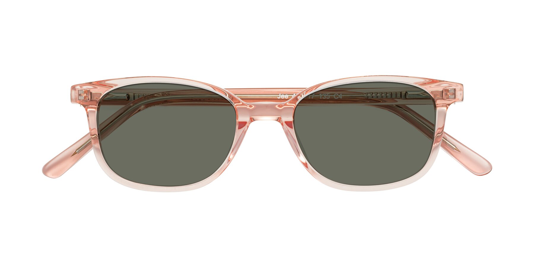 Folded Front of Jee in Transparent Pink with Gray Polarized Lenses