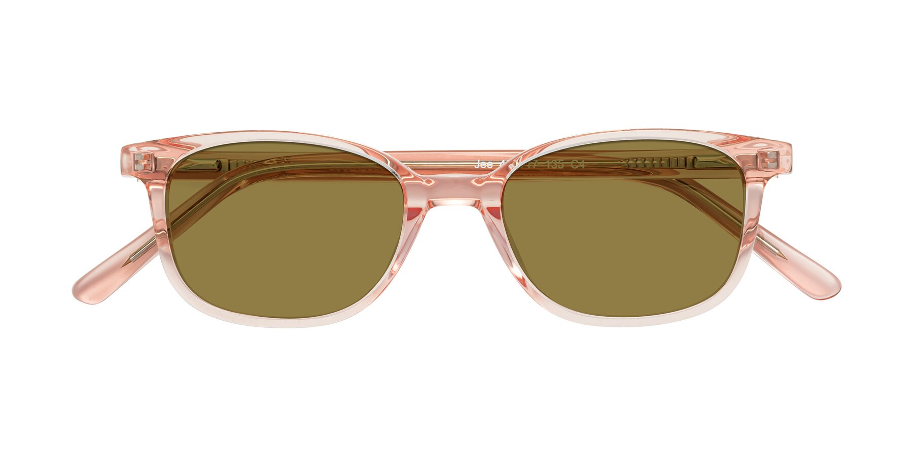Folded Front of Jee in Transparent Pink with Brown Polarized Lenses