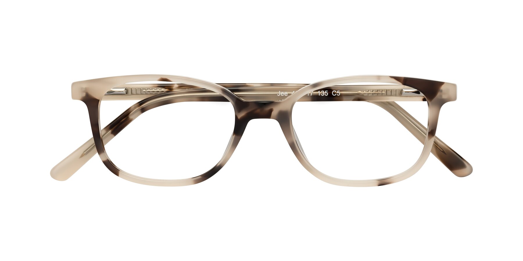 Folded Front of Jee in Ivory Tortoise with Clear Eyeglass Lenses