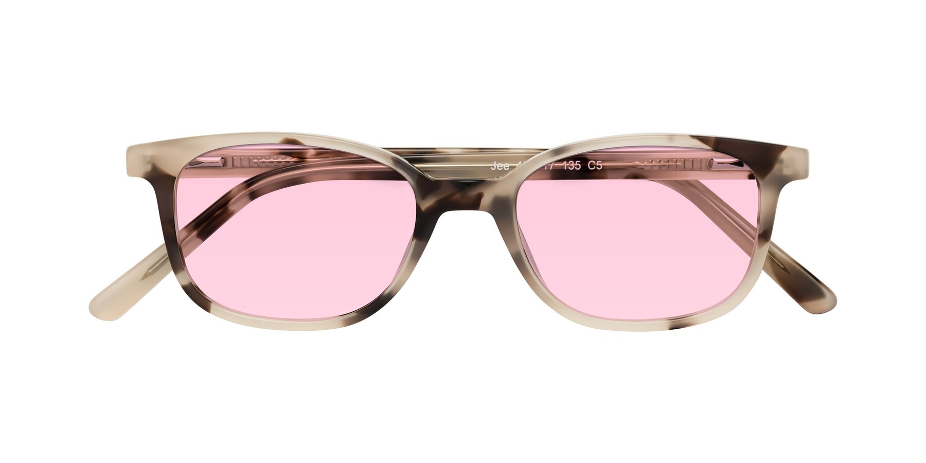 Folded Front of Jee in Ivory Tortoise with Light Pink Tinted Lenses
