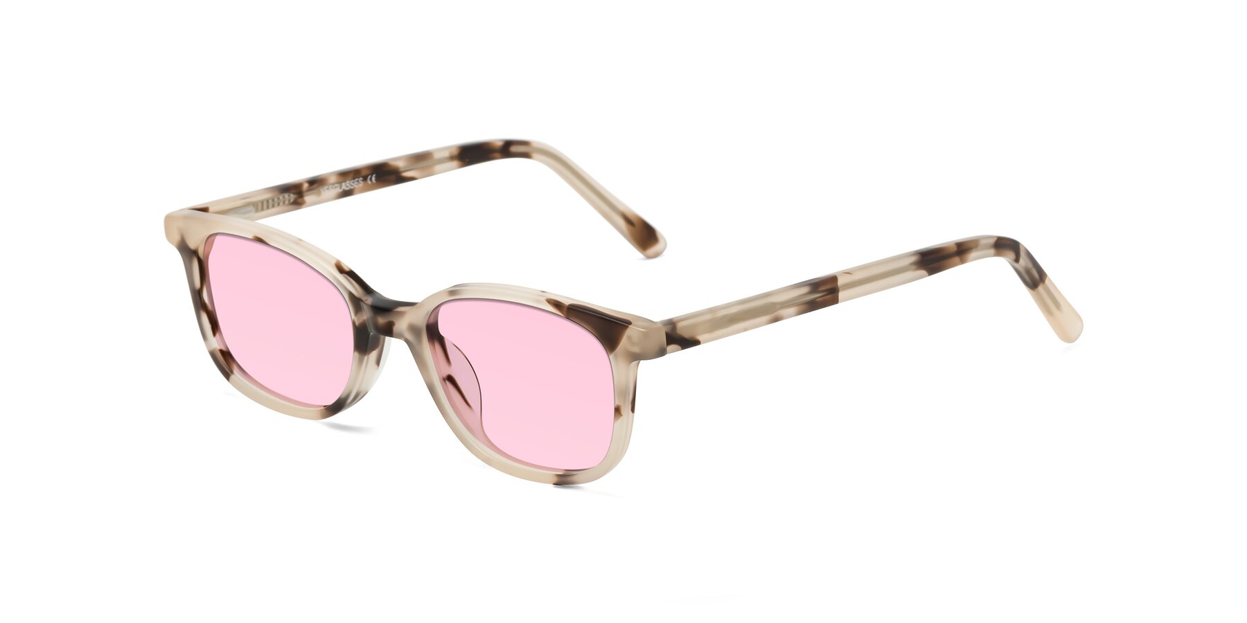 Angle of Jee in Ivory Tortoise with Light Pink Tinted Lenses