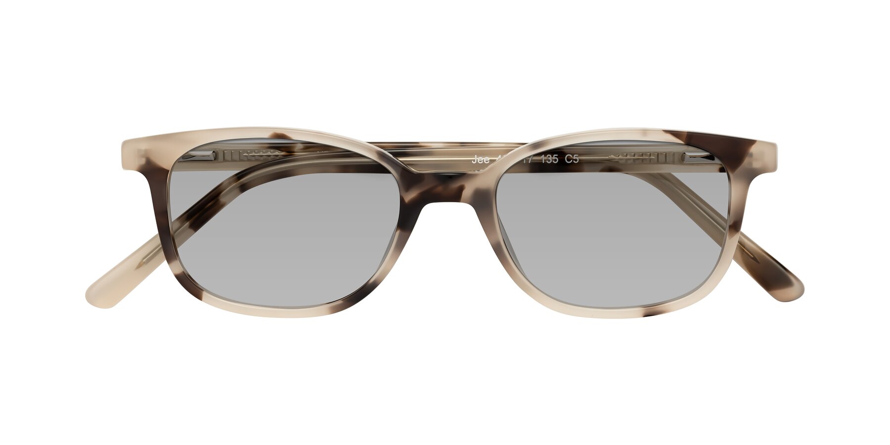 Folded Front of Jee in Ivory Tortoise with Light Gray Tinted Lenses
