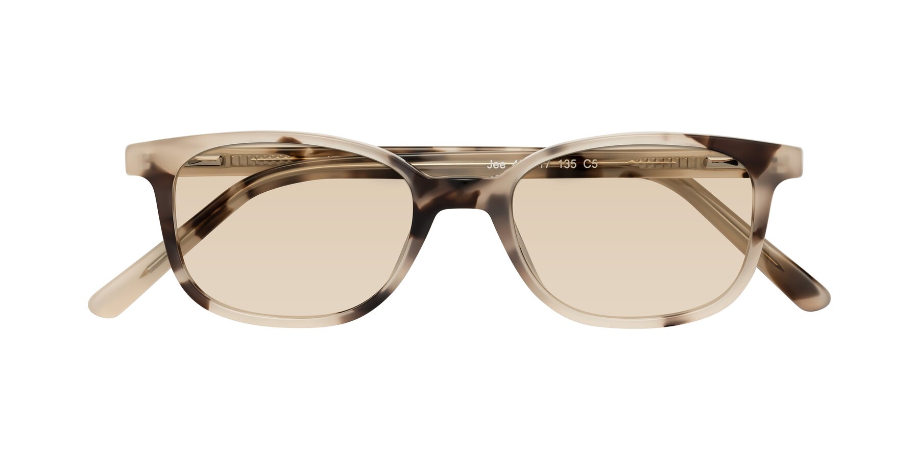 Folded Front of Jee in Ivory Tortoise with Light Brown Tinted Lenses