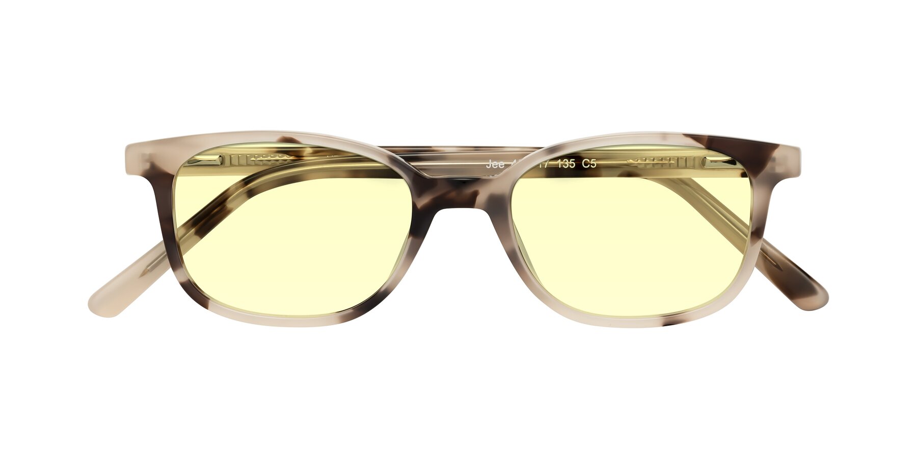 Folded Front of Jee in Ivory Tortoise with Light Yellow Tinted Lenses