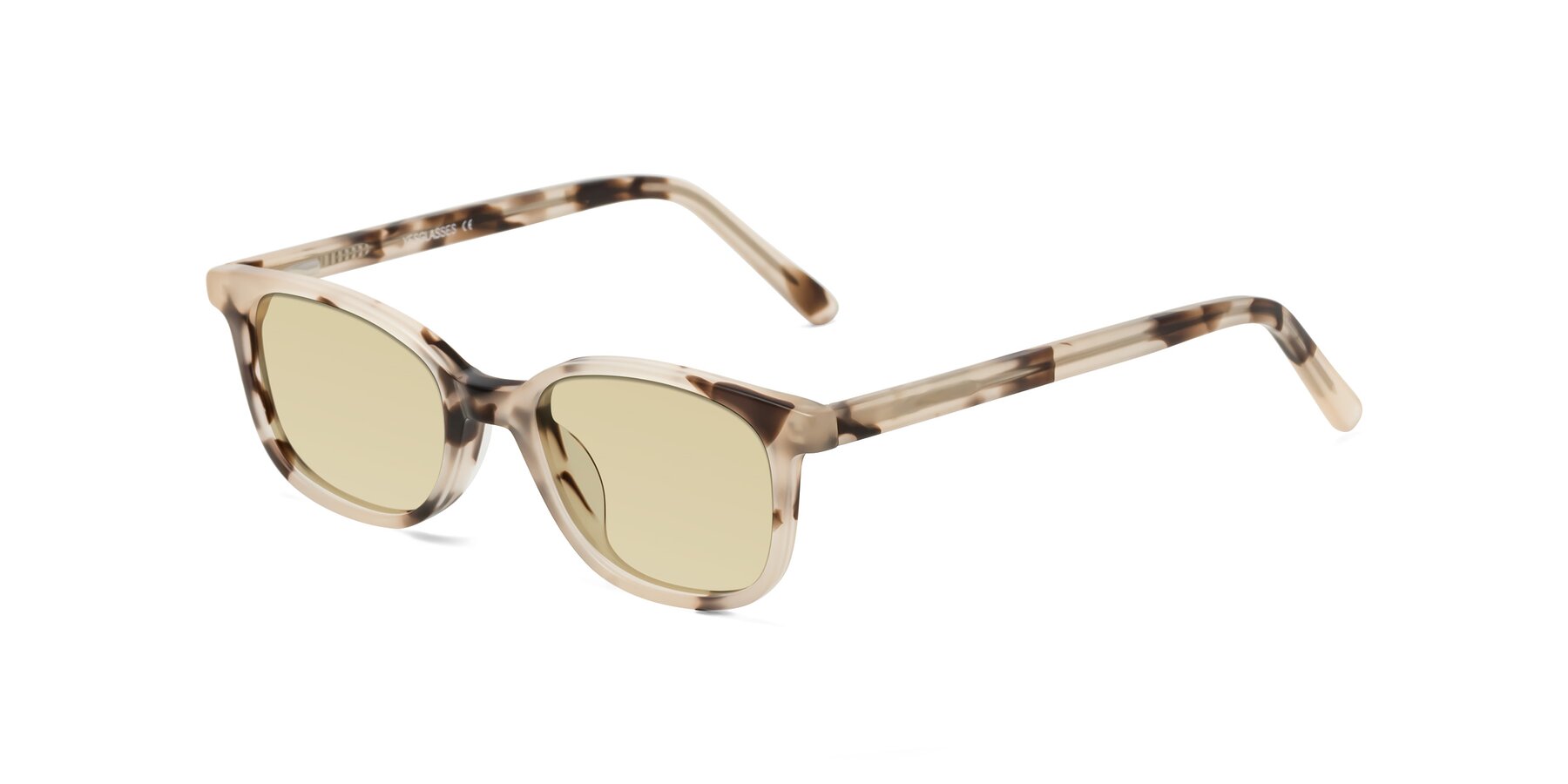 Angle of Jee in Ivory Tortoise with Light Champagne Tinted Lenses