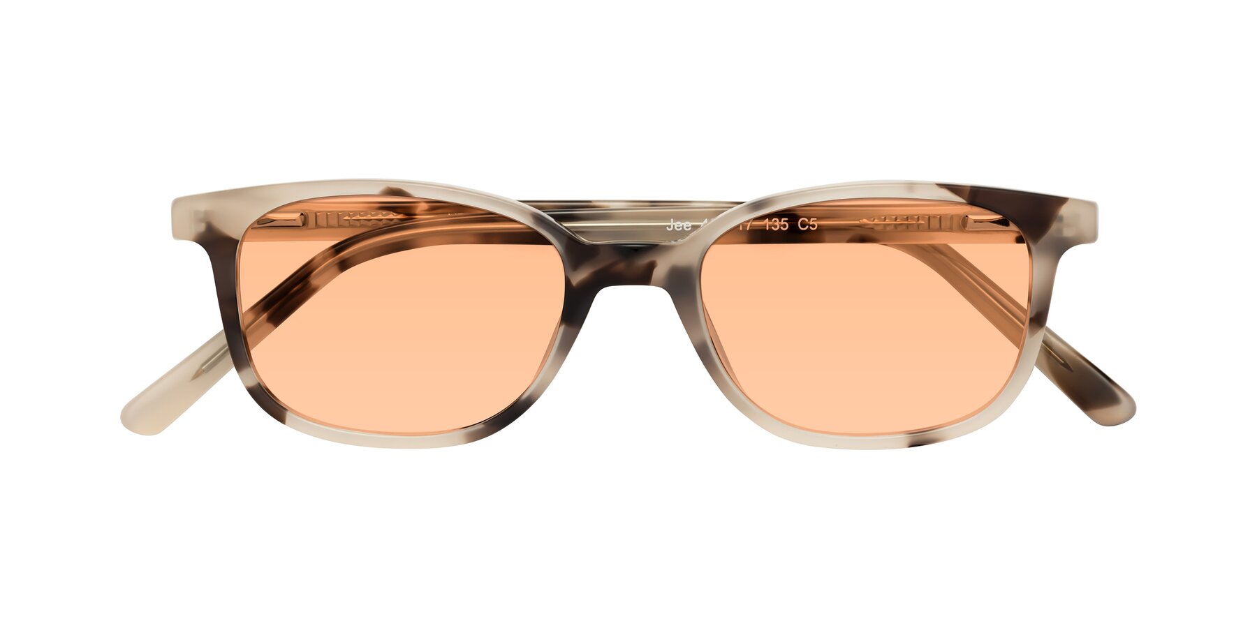 Folded Front of Jee in Ivory Tortoise with Light Orange Tinted Lenses