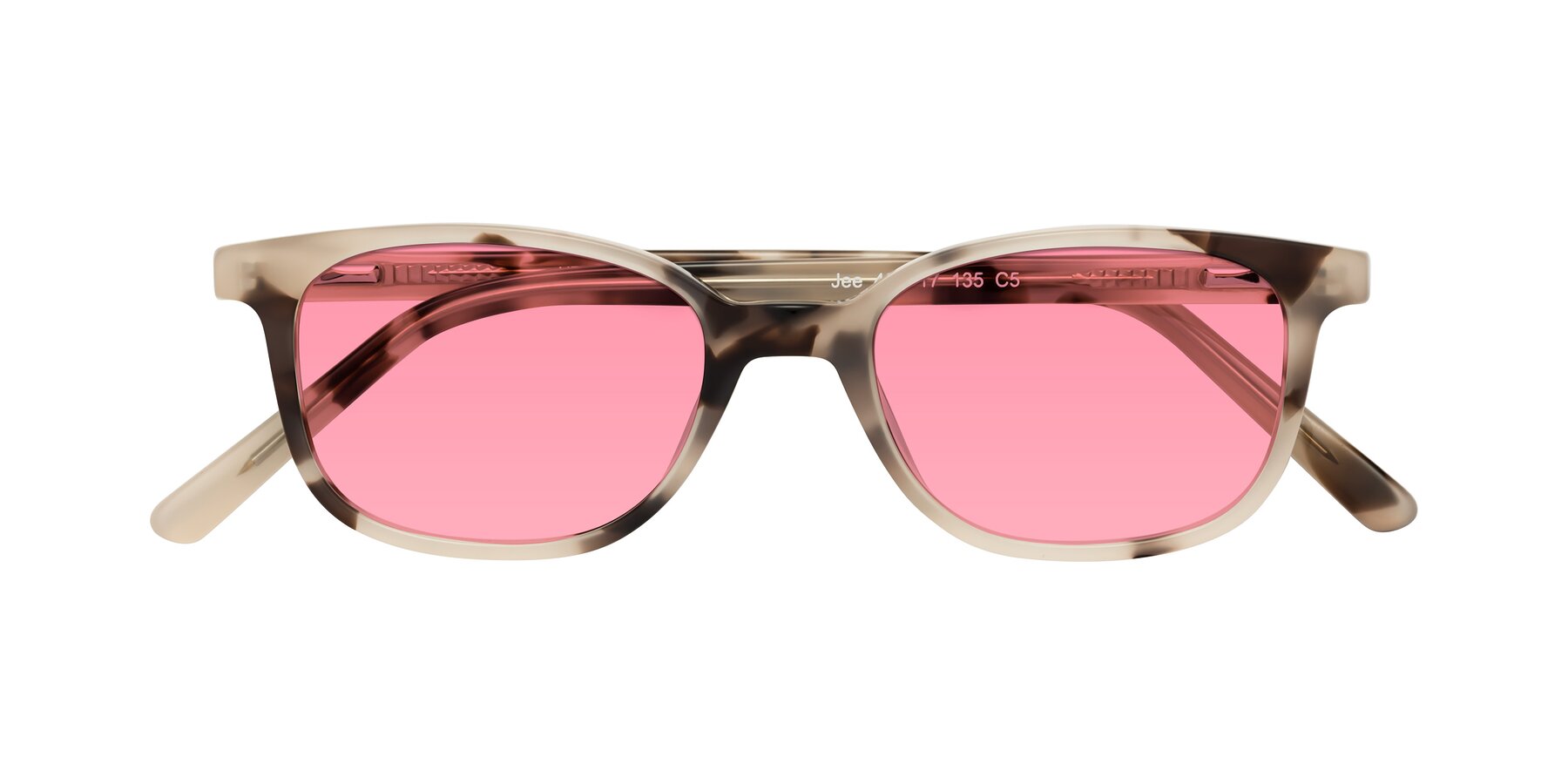 Folded Front of Jee in Ivory Tortoise with Pink Tinted Lenses