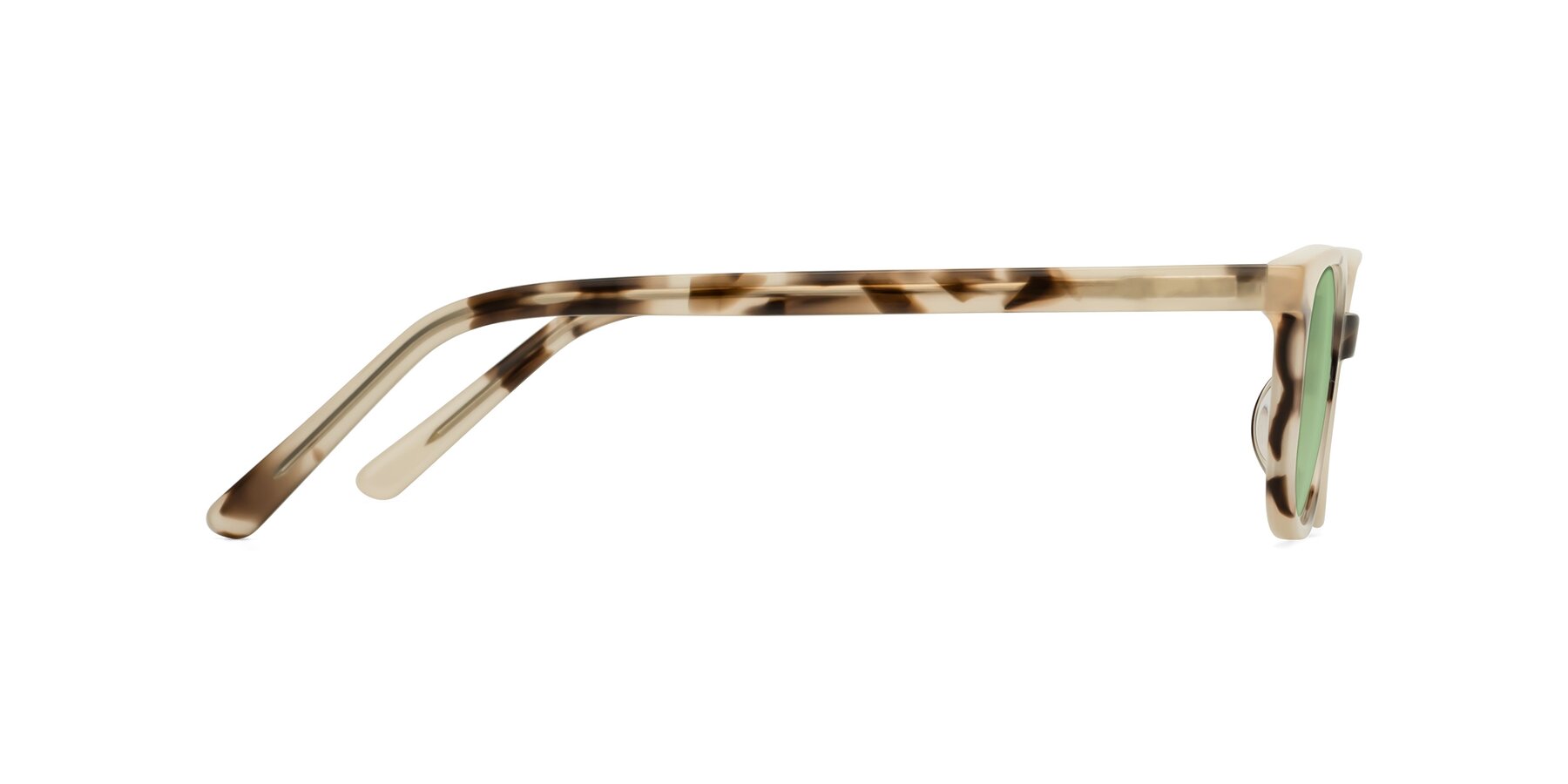 Side of Jee in Ivory Tortoise with Medium Green Tinted Lenses