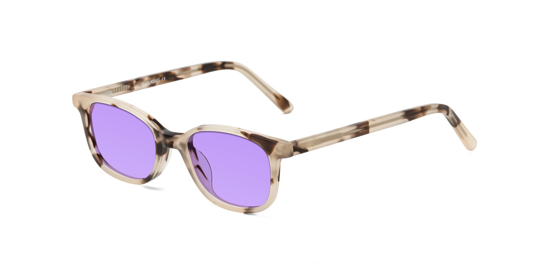 Angle of Jee in Ivory Tortoise with Medium Purple Tinted Lenses